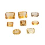 Konvolut Citrine ca. 64 ct.8 Stk, versch. Größen u. Farben, zus. ca. 12,96 gr, mit leichten