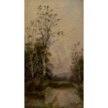VIGGERTH, G. (S.?, Maler/in 19. Jh.), "See am Waldrand",Uferpartie mit Bäumen und Sträuchern, im