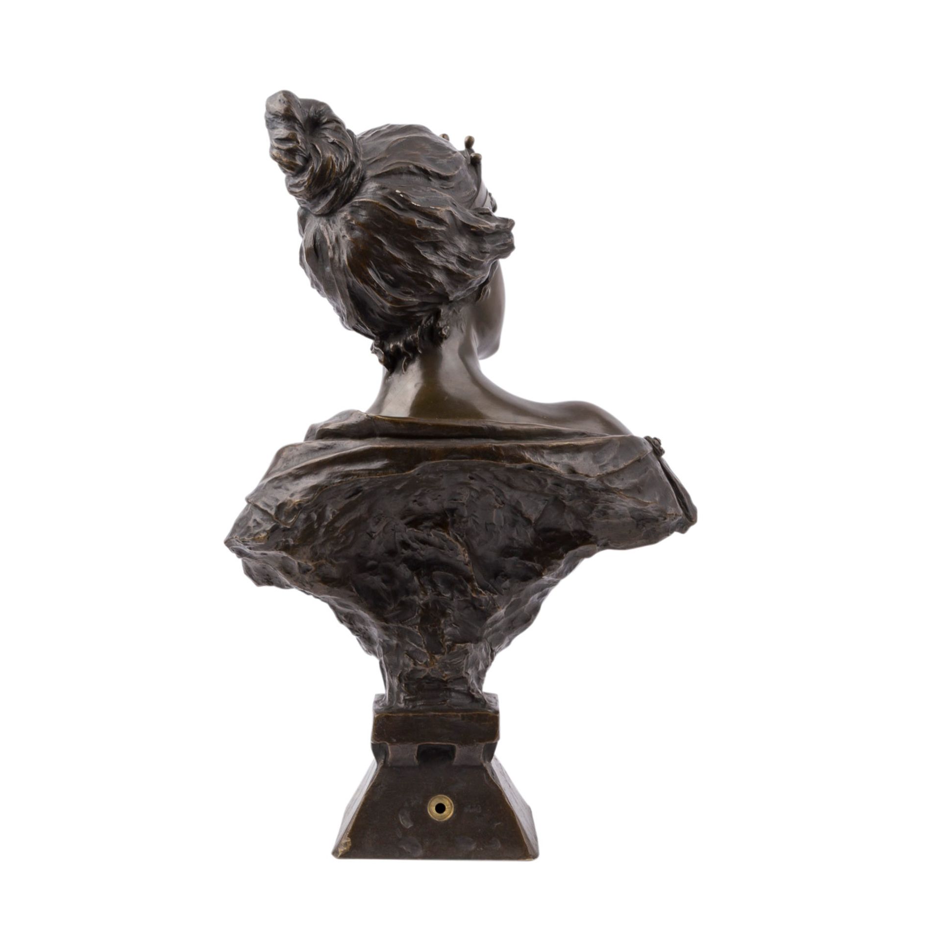 VILLANIS, EMMANUEL (1885-1914), "Lucrèce",Büste der jungen Lucretia mit Diadem, Bronze, brüniert, - Bild 3 aus 6
