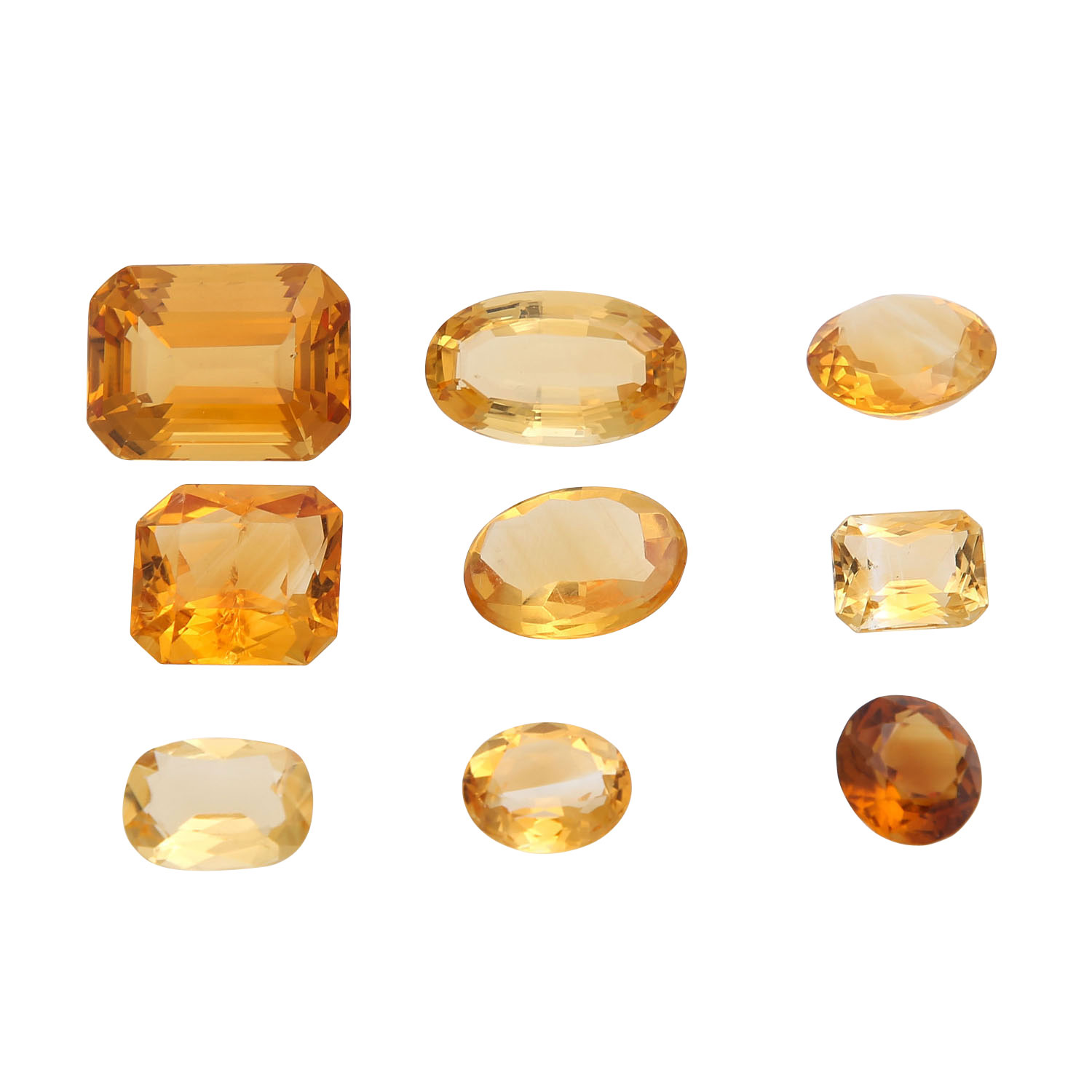 Konvolut Citrine ca. 81 ct,9 Stk, versch. Farbe u. Größen, mit Gebrauchspuren.Bundle citrines ca. 81