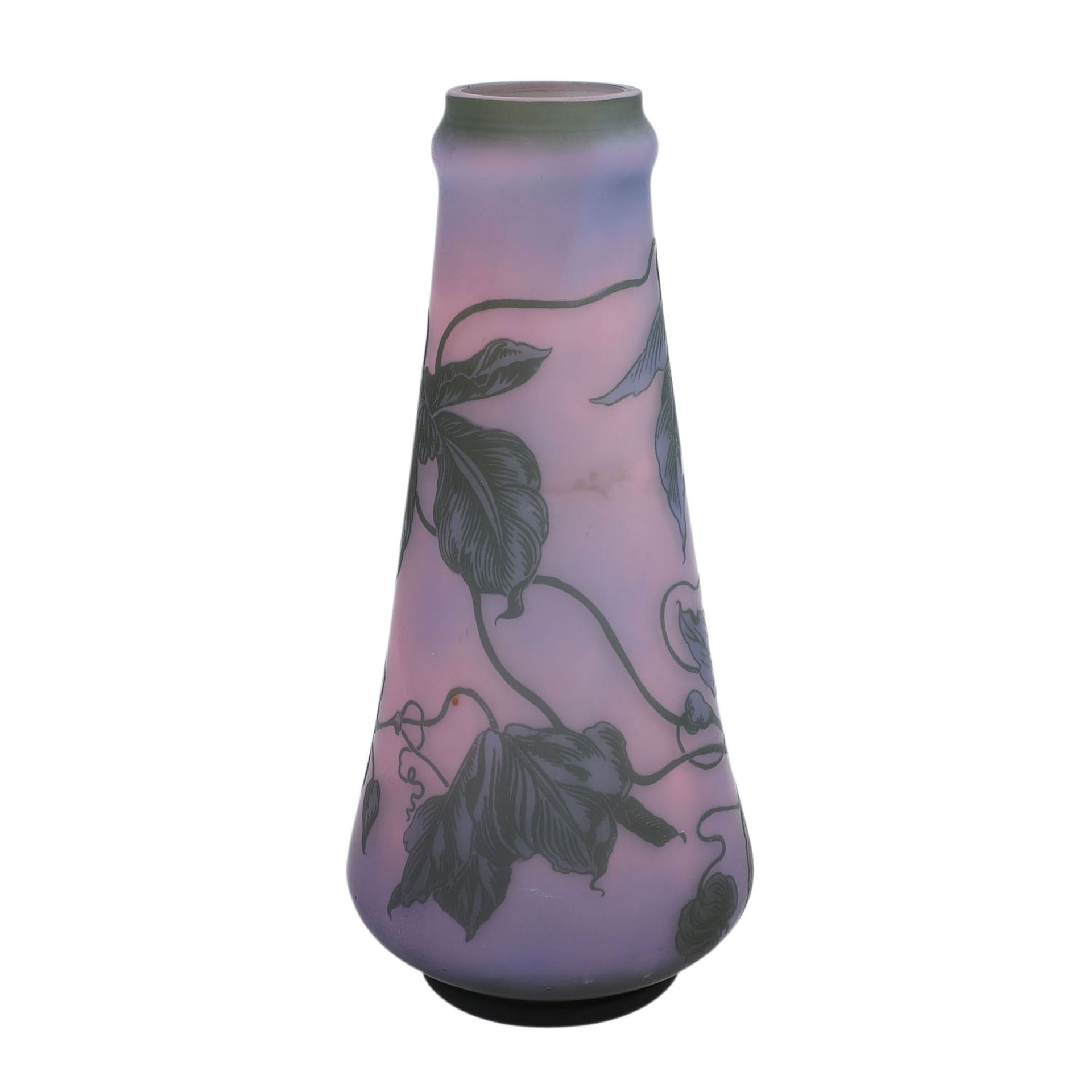 Vase 'Clematis', 20. Jh..Keulenförmige Vase, überfangen, rosa, lila, grau, mit einem Dekor von - Image 3 of 4