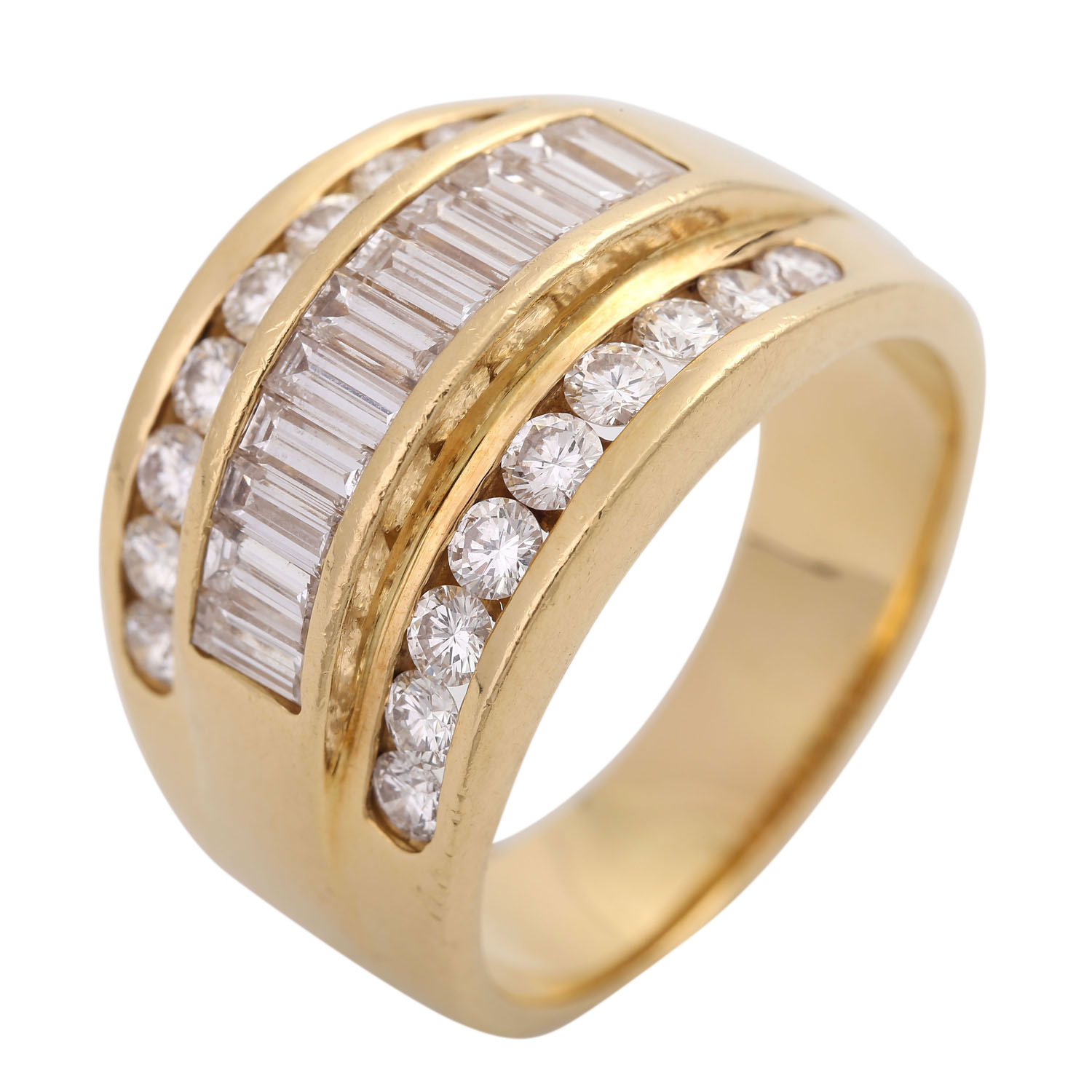 Ring mit 18 Brillanten, zus. ca. 0,9 ct und 11 Diamantbaguettes,zus. ca 0,7 ct, guter Farb- und - Image 5 of 5