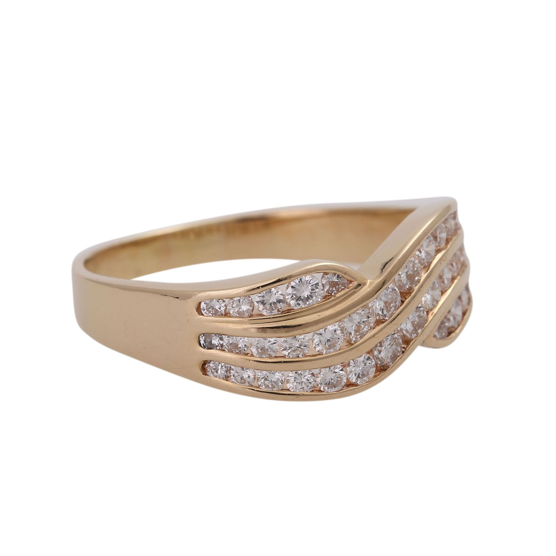 Ring mit Brillanten, zus. ca. 0,8 ct,guter Farb- und Reinheitsgrad, GG 14K, RW 58, Anordnung in 3 - Image 2 of 4