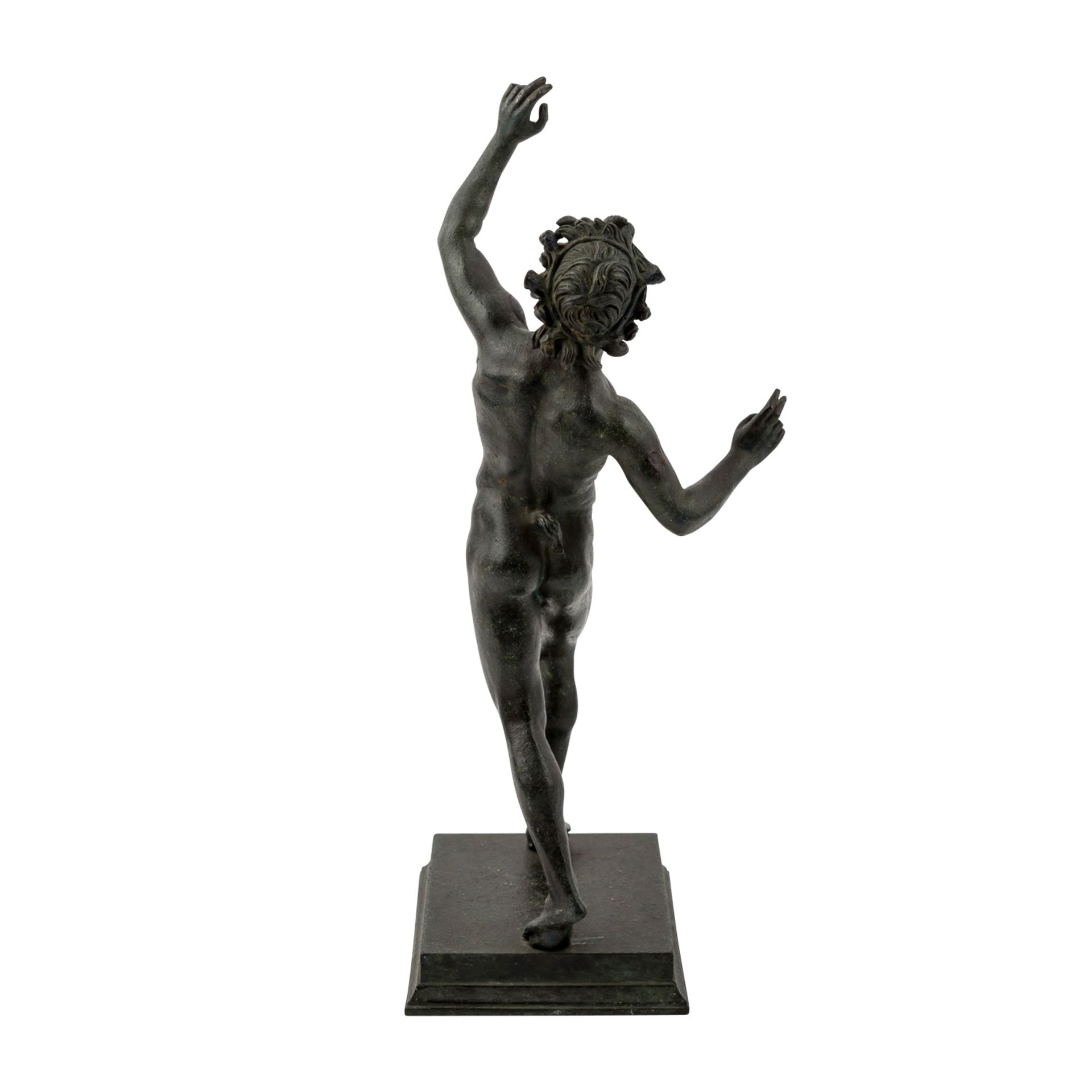 Kopie nach ANTIKEM BILDHAUER, "Tanzender Faun von Pompeji",Metallguss, grüntonig patiniert, - Bild 3 aus 5