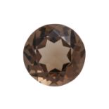 Rundfacettierter Rauchquarz ca. 48 ctminimalste Gebrauchspuren.Round faceted smoky quartz, ca. 48