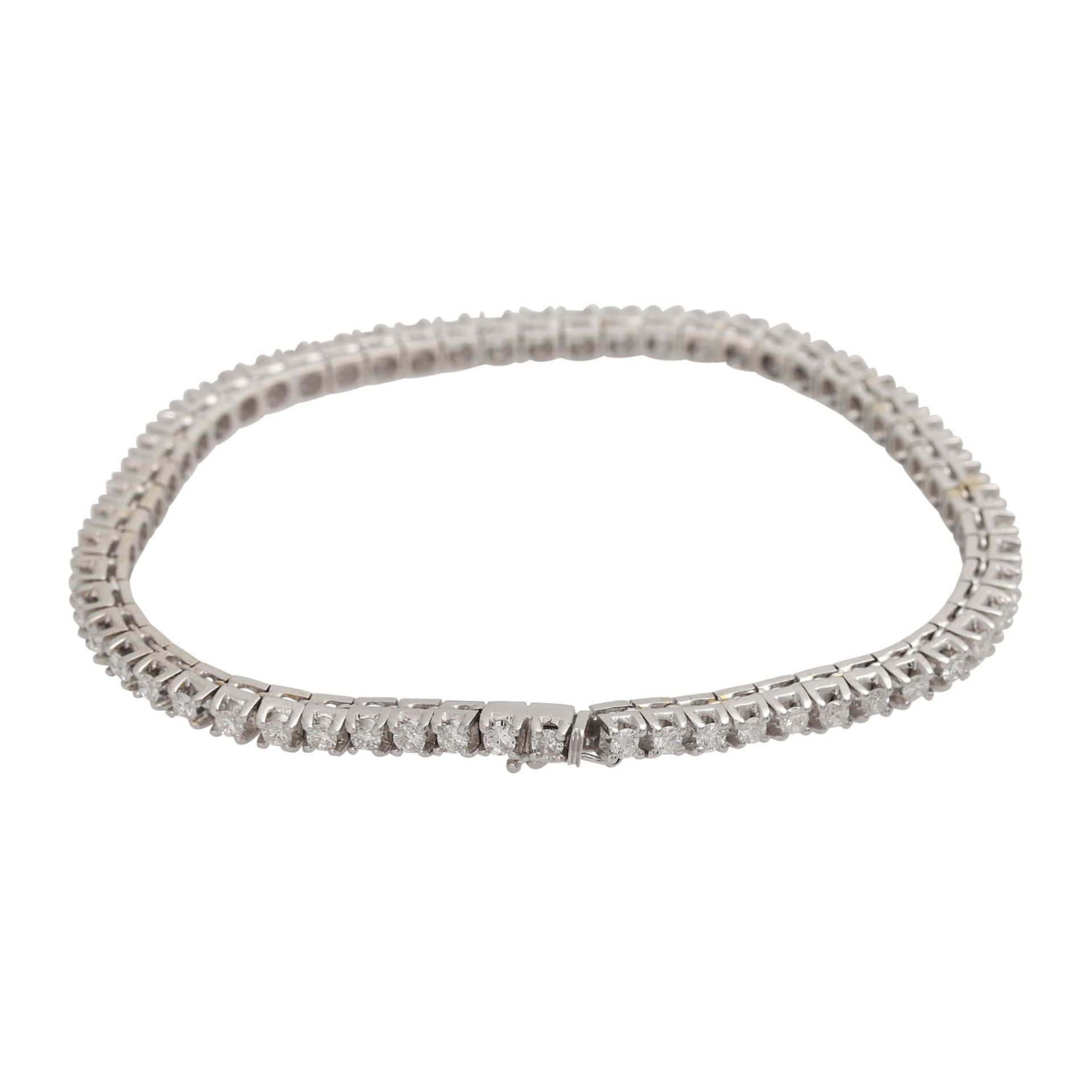 Rivièrearmband mit 58 Brillanten, zus. ca. 2,9 ct,LGW (J)/SI, tlw. mit Naturals, WG 18K, L: ca. 18 - Bild 3 aus 4