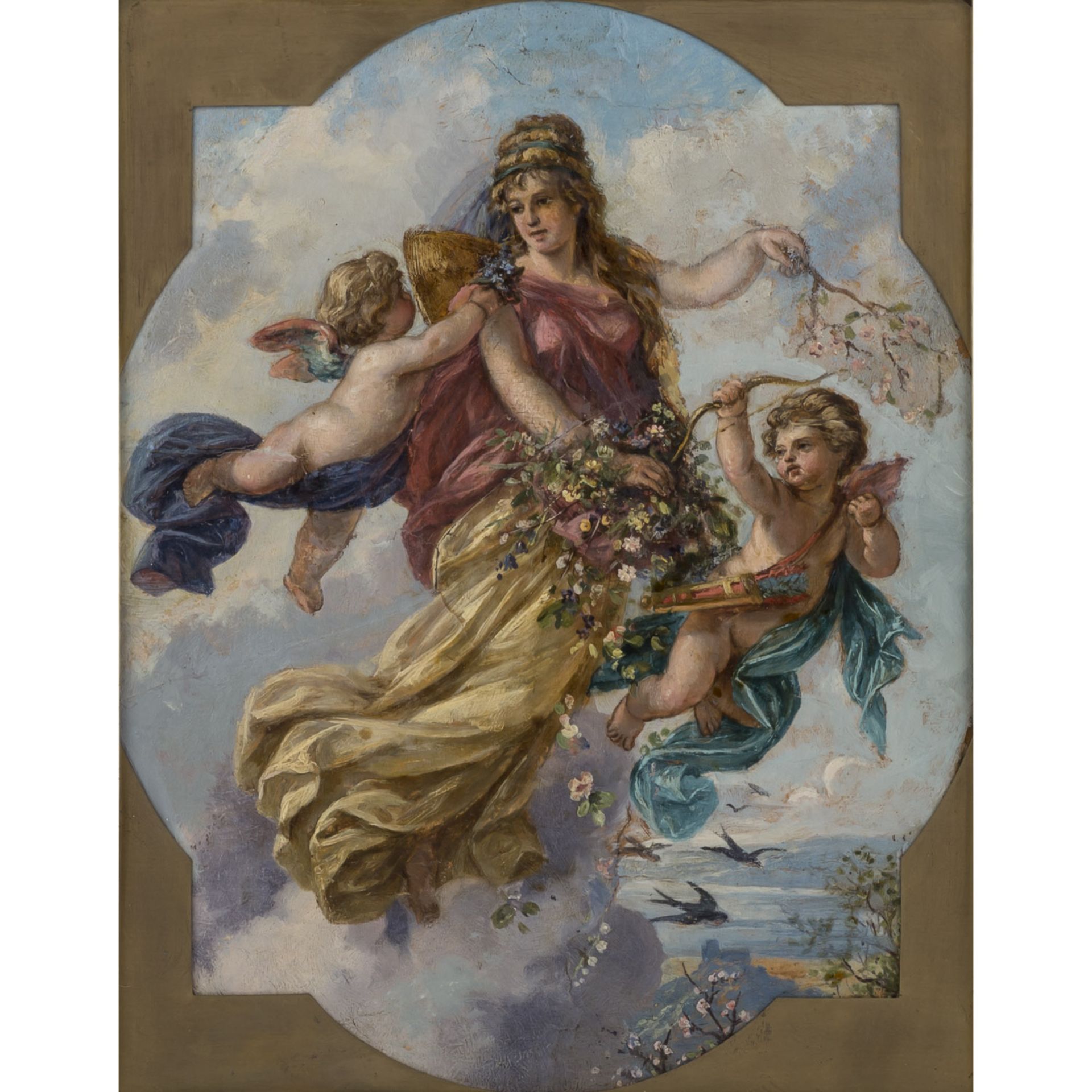 Unbekannte(r) Künstler(in) des 19./20. Jh. 'Venus als Frühlingsgöttin', um 1900.Öl/Papier/Karton,