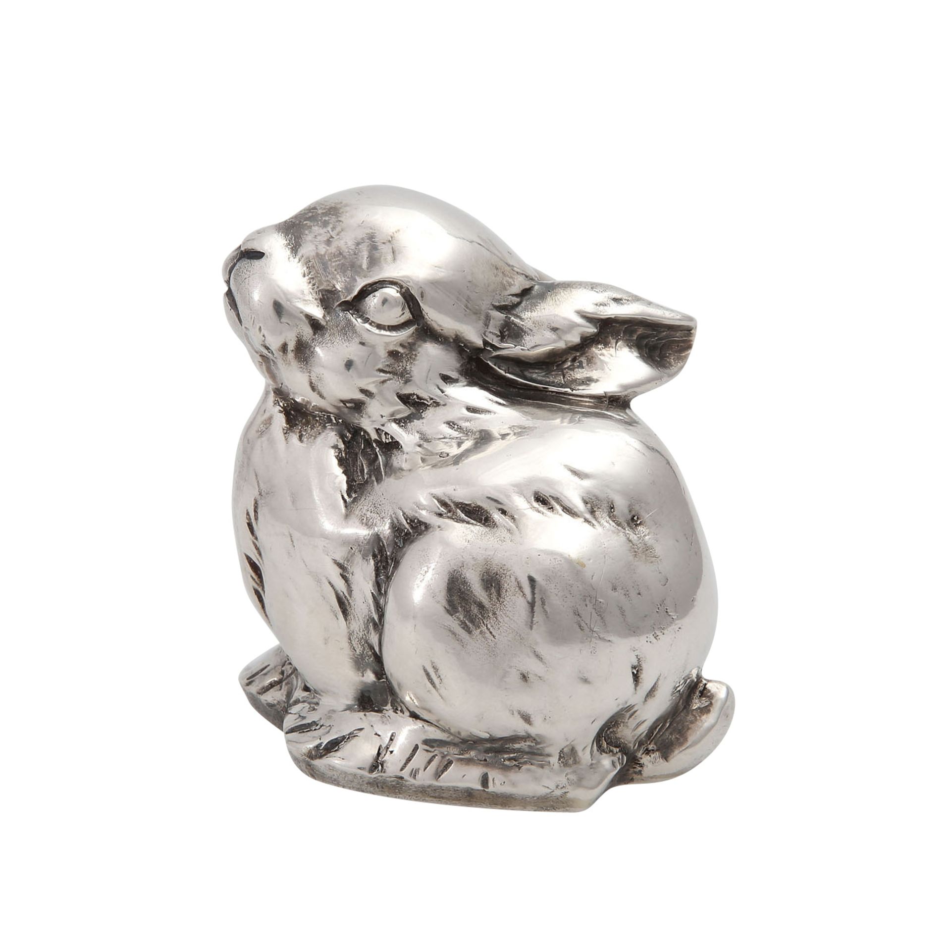 Figur 'Hase', 925 Silber, 20. Jh..Kleiner naturalistisch gestalteter Hase, H. ca. 6cm. - Bild 3 aus 6