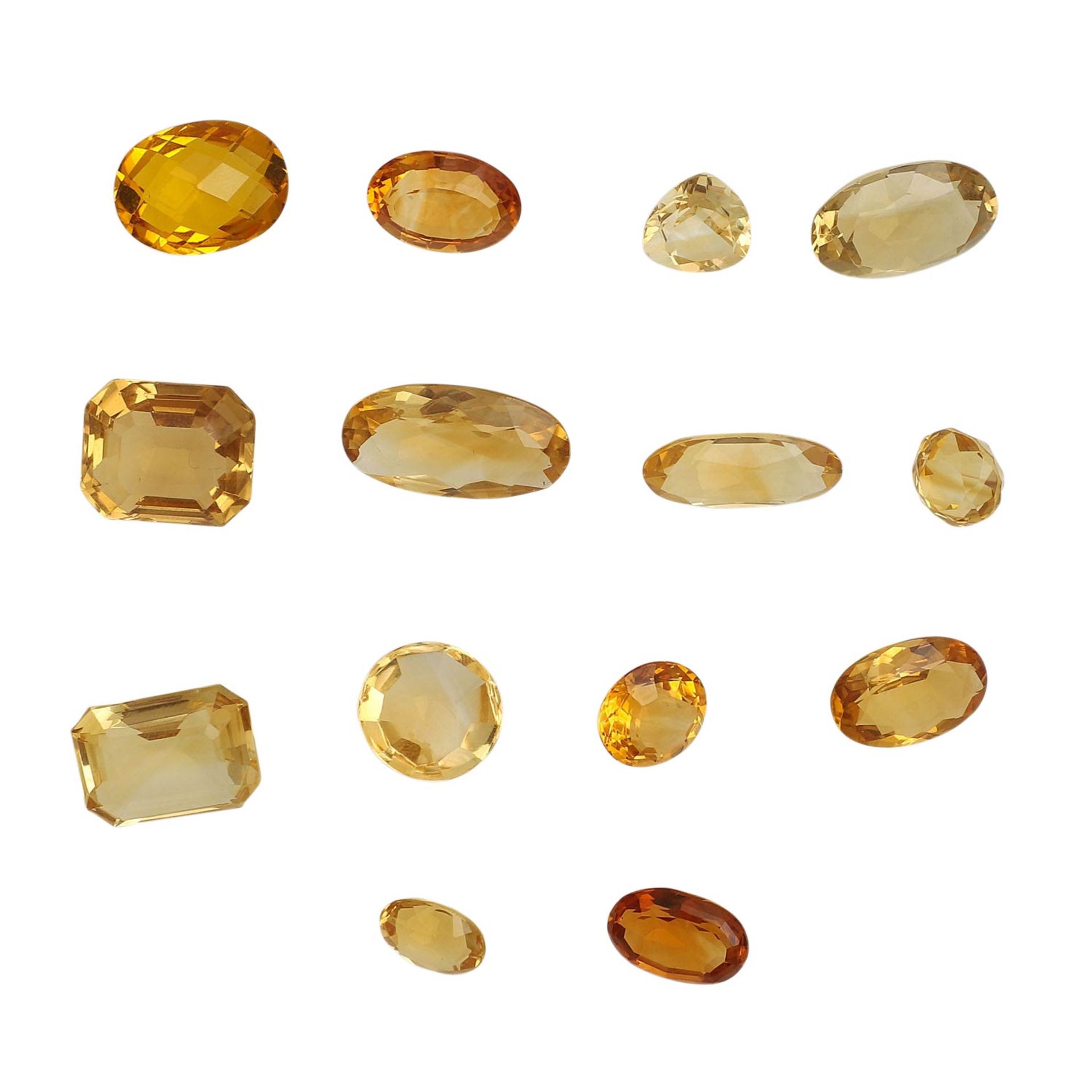 Konvolut Edelsteine: Citrine, 91,6 ct,14 Stk, versch. Formen, Farben u. Größen, leichte - Bild 2 aus 3