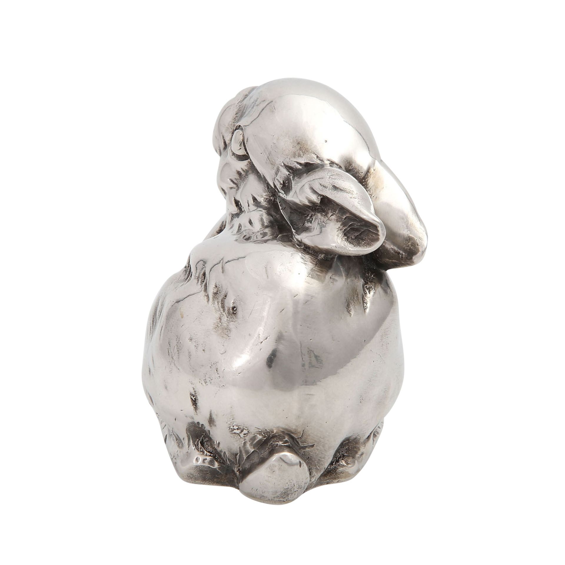 Figur 'Hase', 925 Silber, 20. Jh..Kleiner naturalistisch gestalteter Hase, H. ca. 6cm. - Bild 5 aus 6