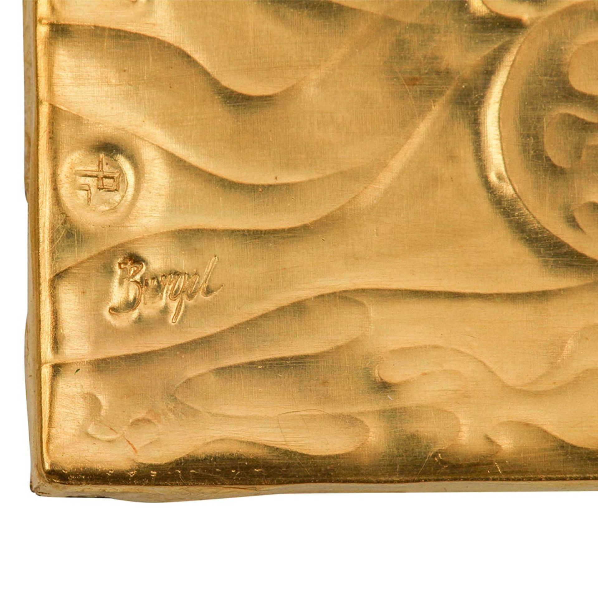 Goldminiatur "Semé" (1966) von E. BURGEL,Gold 900, gerieben + ziseliert, quadratisch, auf Acryl - Image 5 of 6
