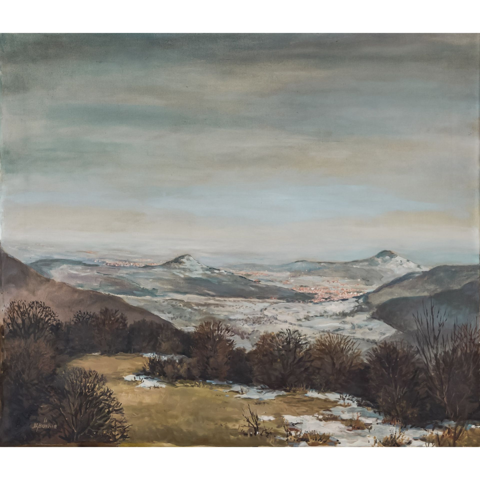 BÜRKLE, H. (süddeutscher Landschaftsmaler 20. Jh.), "Die Achalm bei Reutlingen",