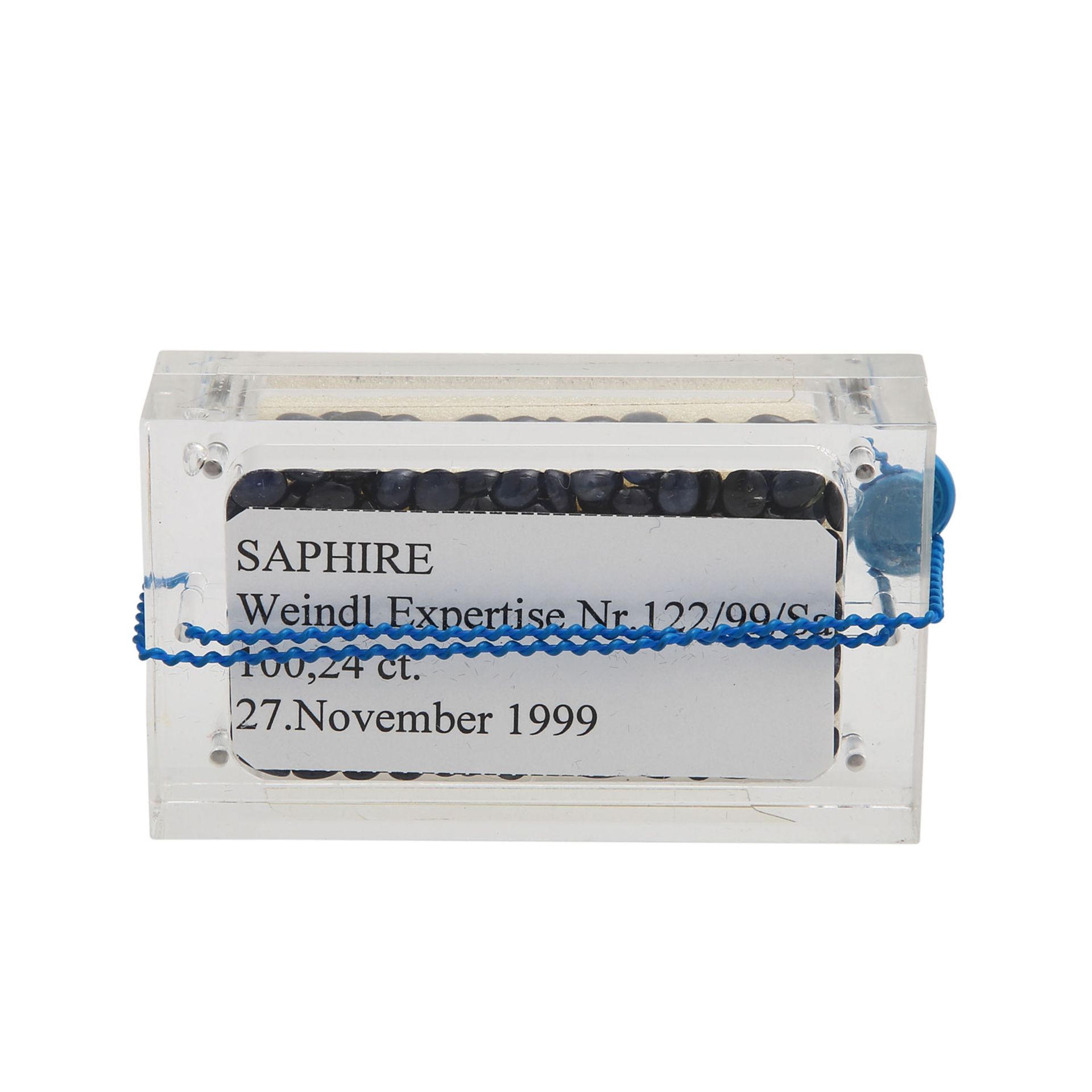 Konvolut Saphircabochons 100,24 ct,transluzent, in Plexiglasbox.Bundle sapphire cabochons 100.24 ct, - Bild 3 aus 3