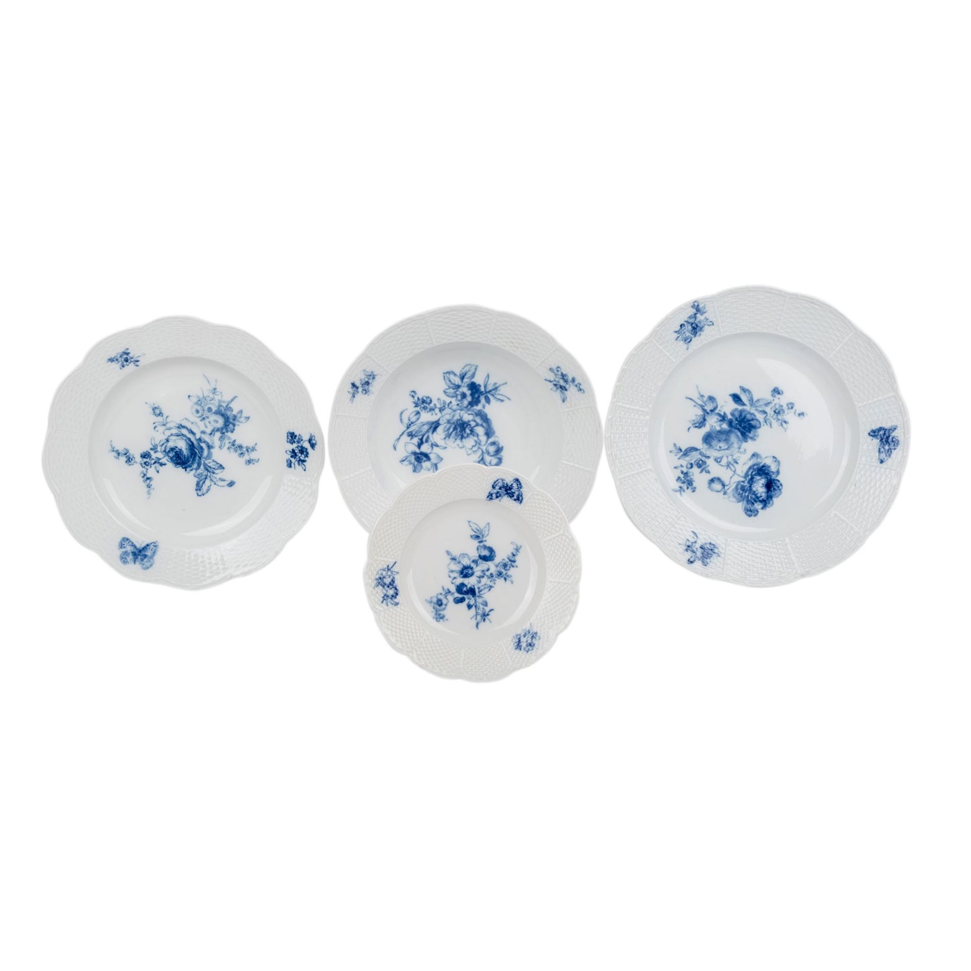 MEISSEN Speiseservice f. 8-29 Personen 'Blaue Blume', 2. Wahl, vor 1924.29 Speiseteller (D. ca. - Image 8 of 11