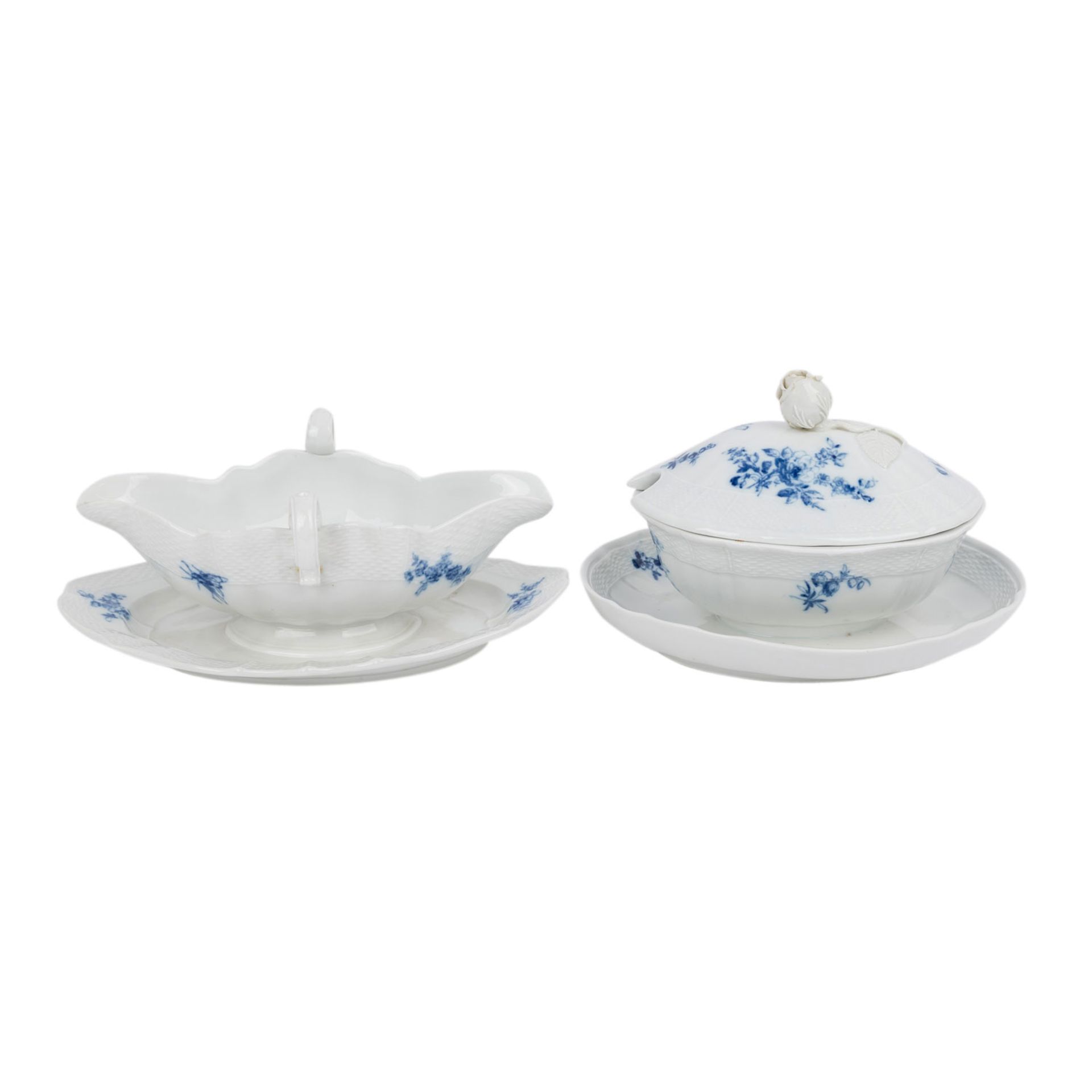 MEISSEN Speiseservice f. 8-29 Personen 'Blaue Blume', 2. Wahl, vor 1924.29 Speiseteller (D. ca. - Image 6 of 11