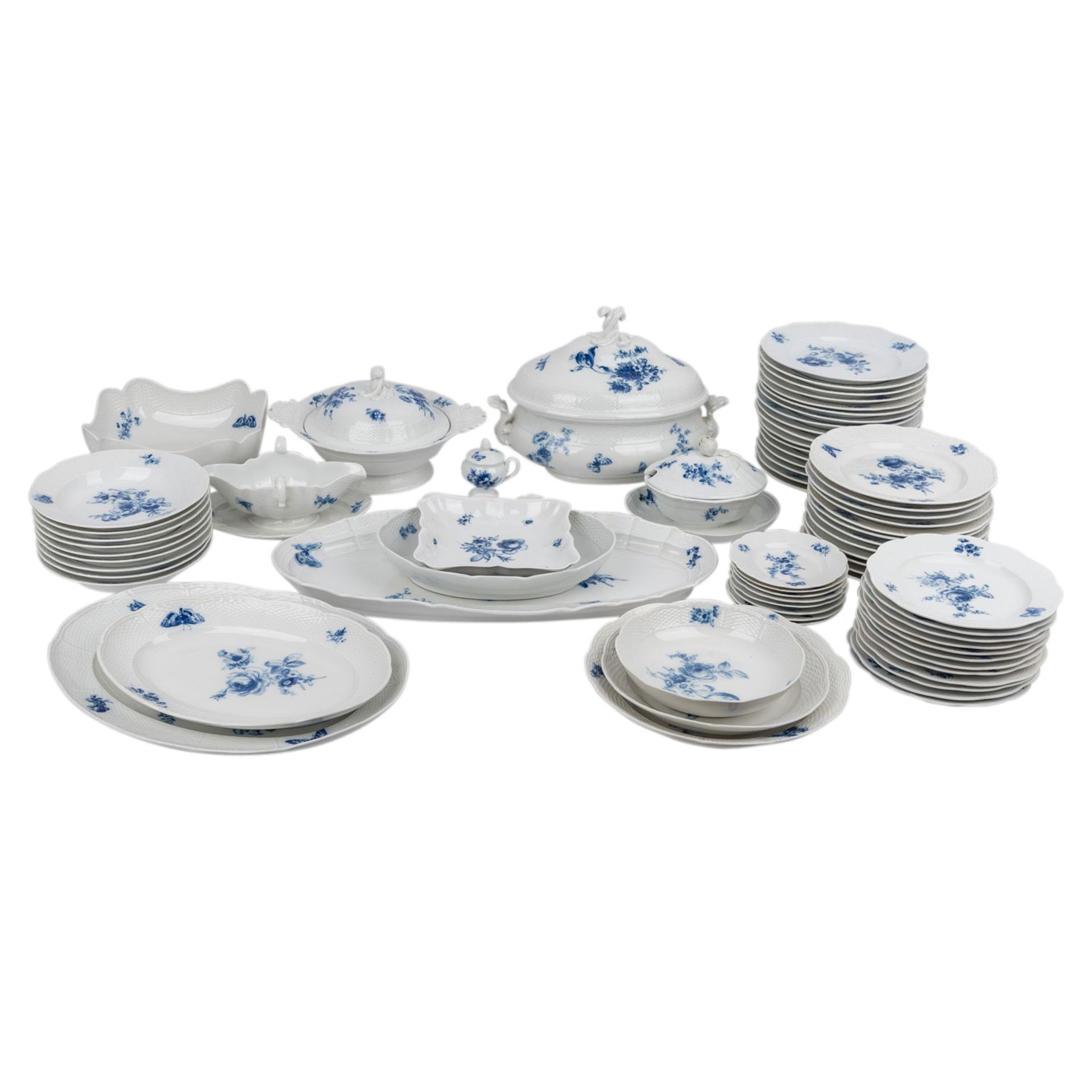 MEISSEN Speiseservice f. 8-29 Personen 'Blaue Blume', 2. Wahl, vor 1924.29 Speiseteller (D. ca.