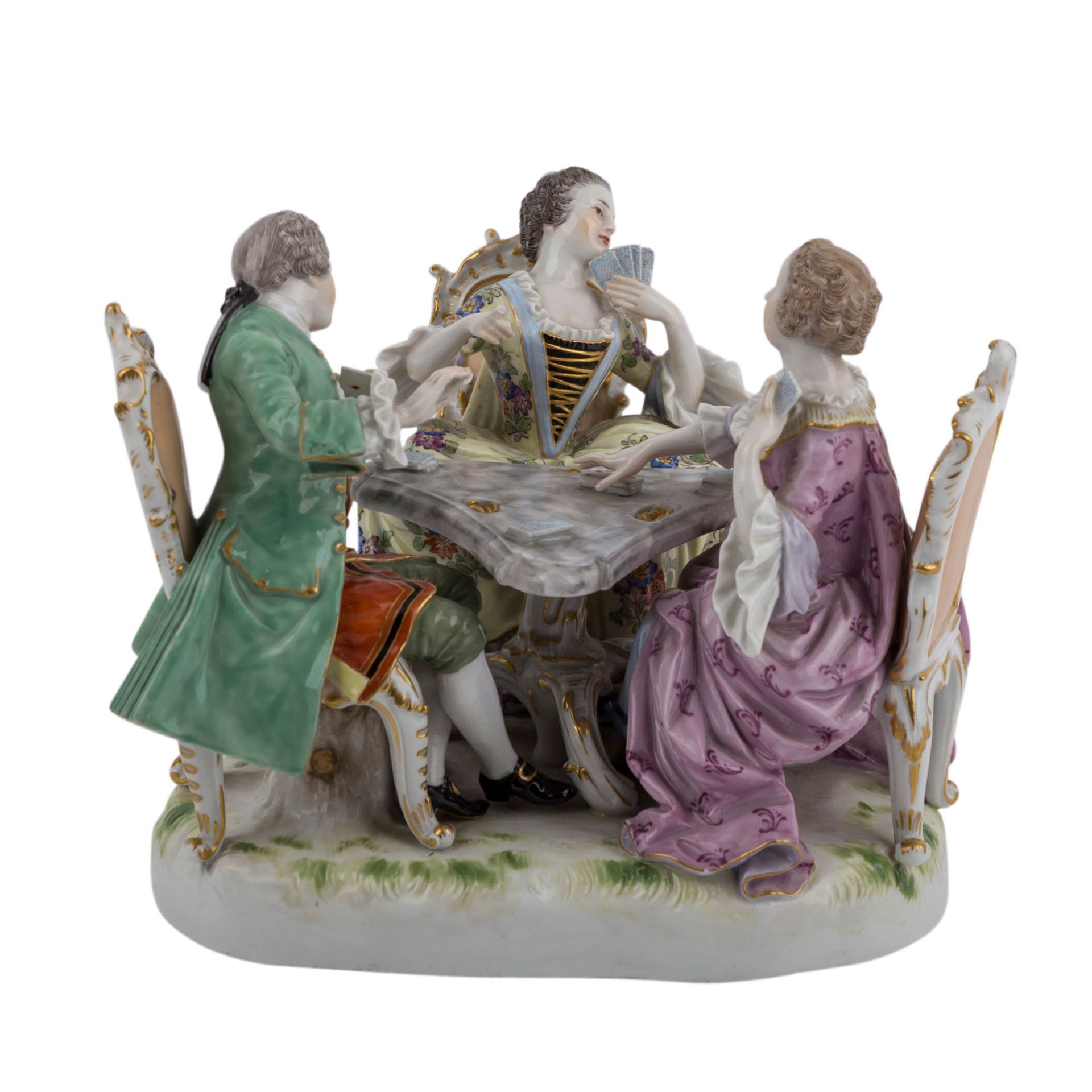 MEISSEN Figurengruppe 'Kartenspieler', vor 1924.Entwurf von Johann Joachim Kaendler, Modell-Nr. - Bild 5 aus 7