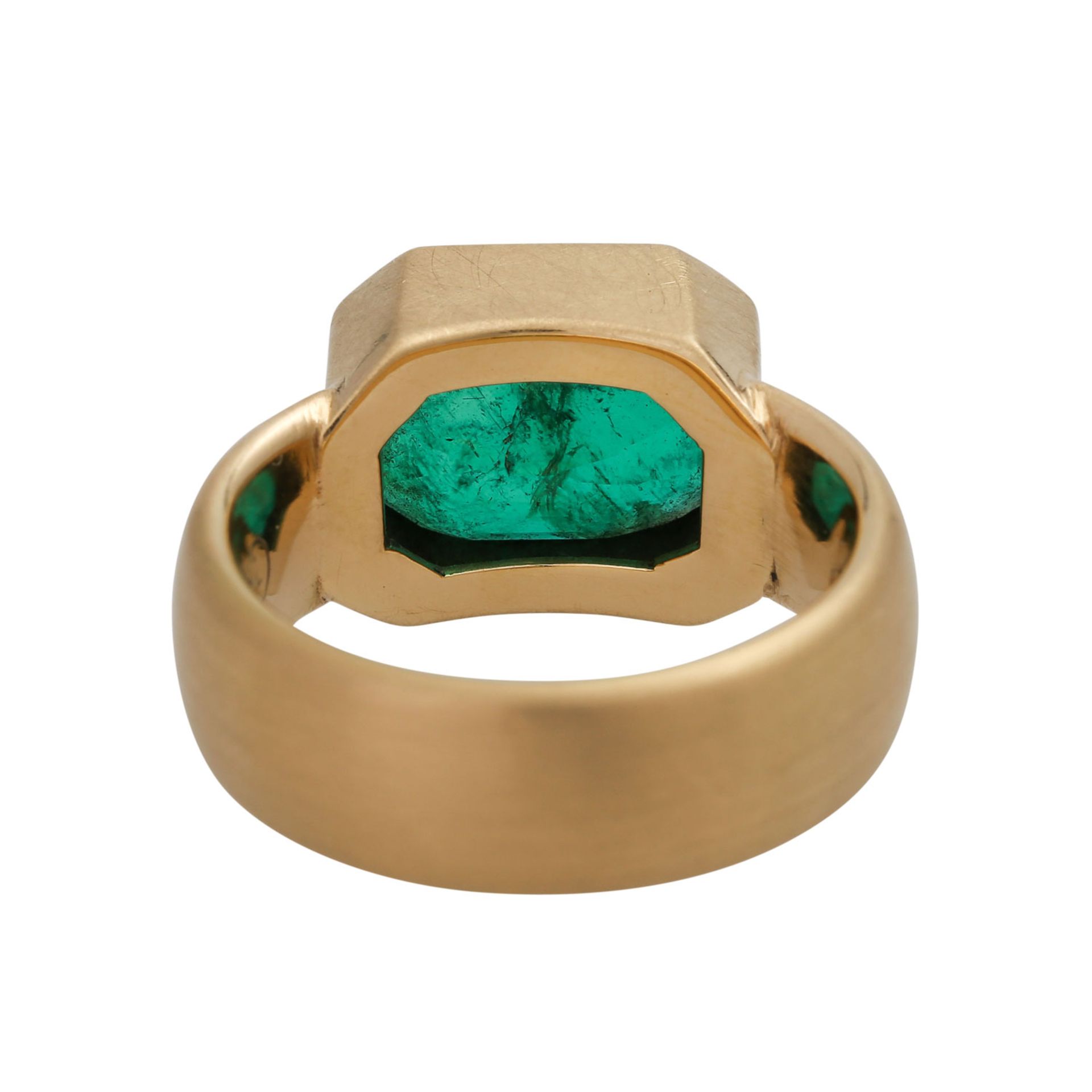 Ring mit Smaragd ca. 4,6 ct,kl. Brillant ca. 0,05 ct von guter bis sehr guter Farbe u. Reinheit. - Bild 4 aus 5