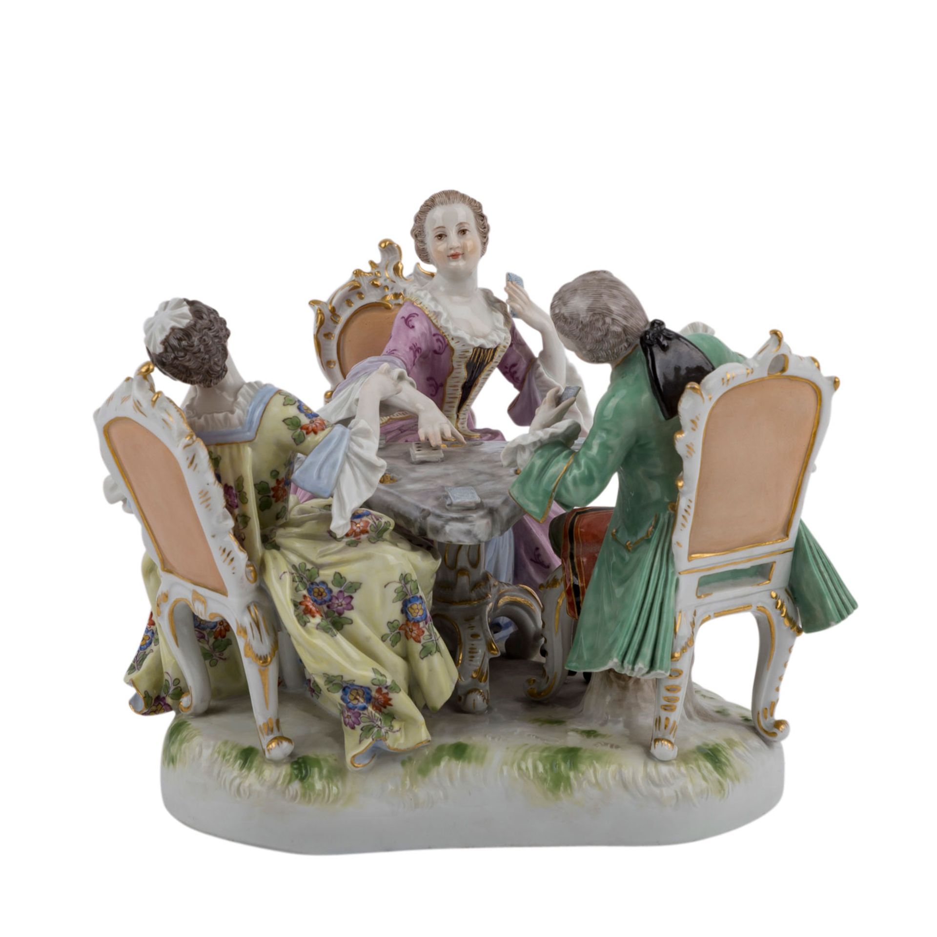 MEISSEN Figurengruppe 'Kartenspieler', vor 1924.Entwurf von Johann Joachim Kaendler, Modell-Nr. - Bild 3 aus 7