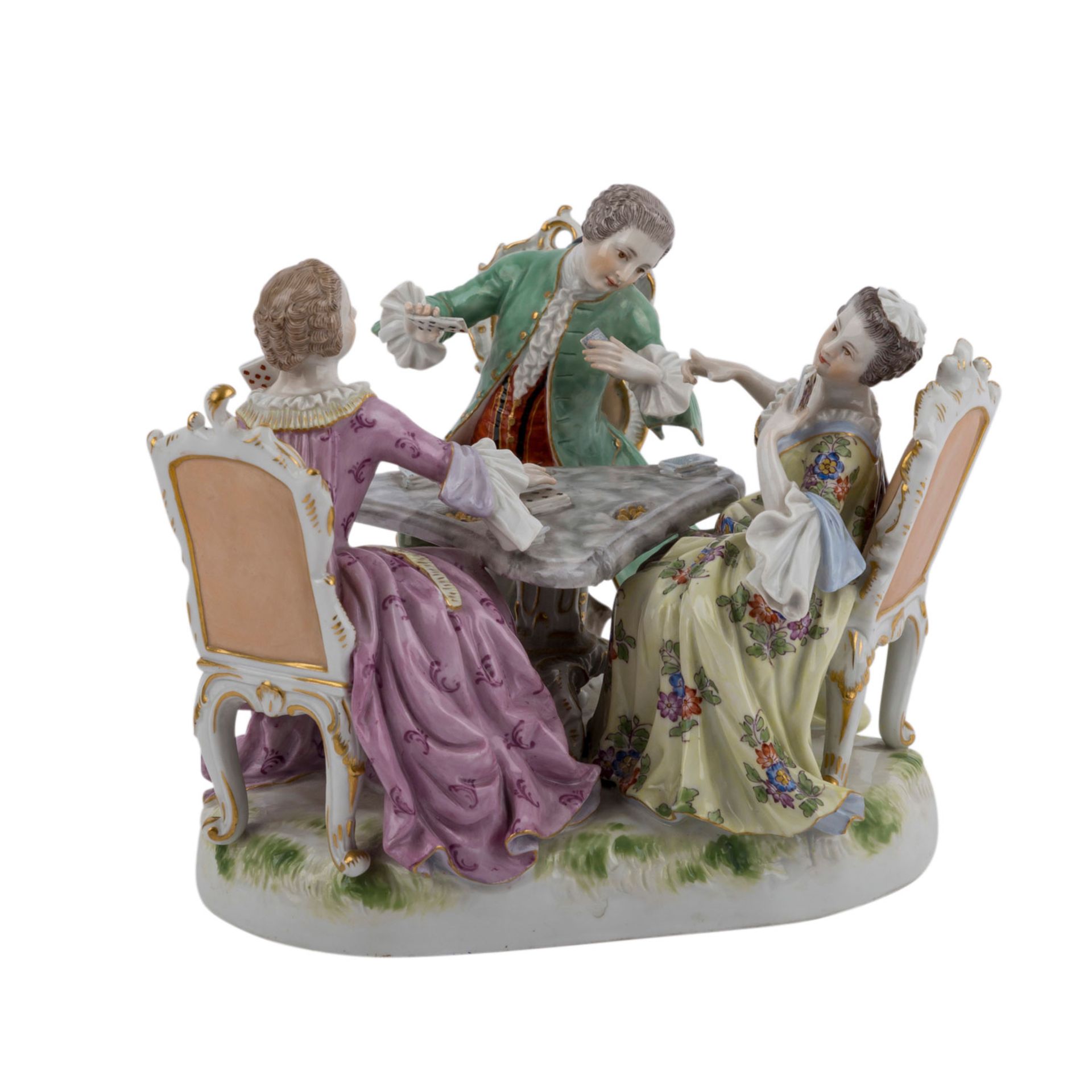 MEISSEN Figurengruppe 'Kartenspieler', vor 1924.Entwurf von Johann Joachim Kaendler, Modell-Nr.