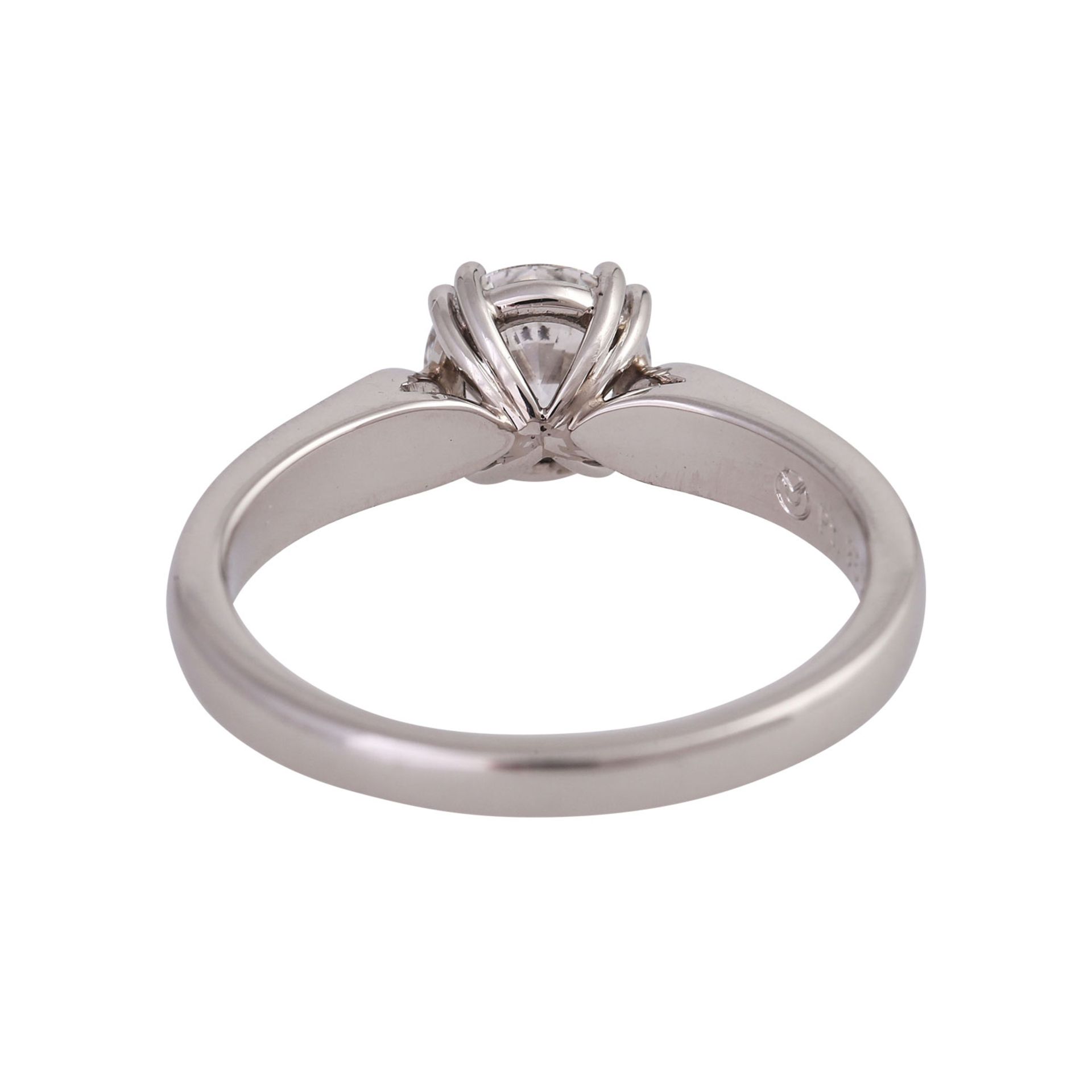 Brillant Solitär Ring 1,01 ct,HFW (E)/SI2, KP: 11.000 € (2014), Platin, RW: 53,5, 21. Jh., - Bild 4 aus 5