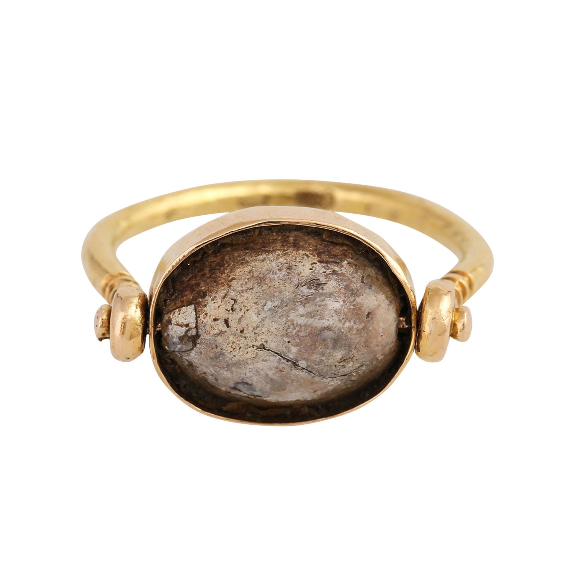 Wendering mit ägyptischer Skarabäusdarstellungin Stein geschnitten (ca. 1500 v. Chr), Ring GG 18K, - Bild 5 aus 5