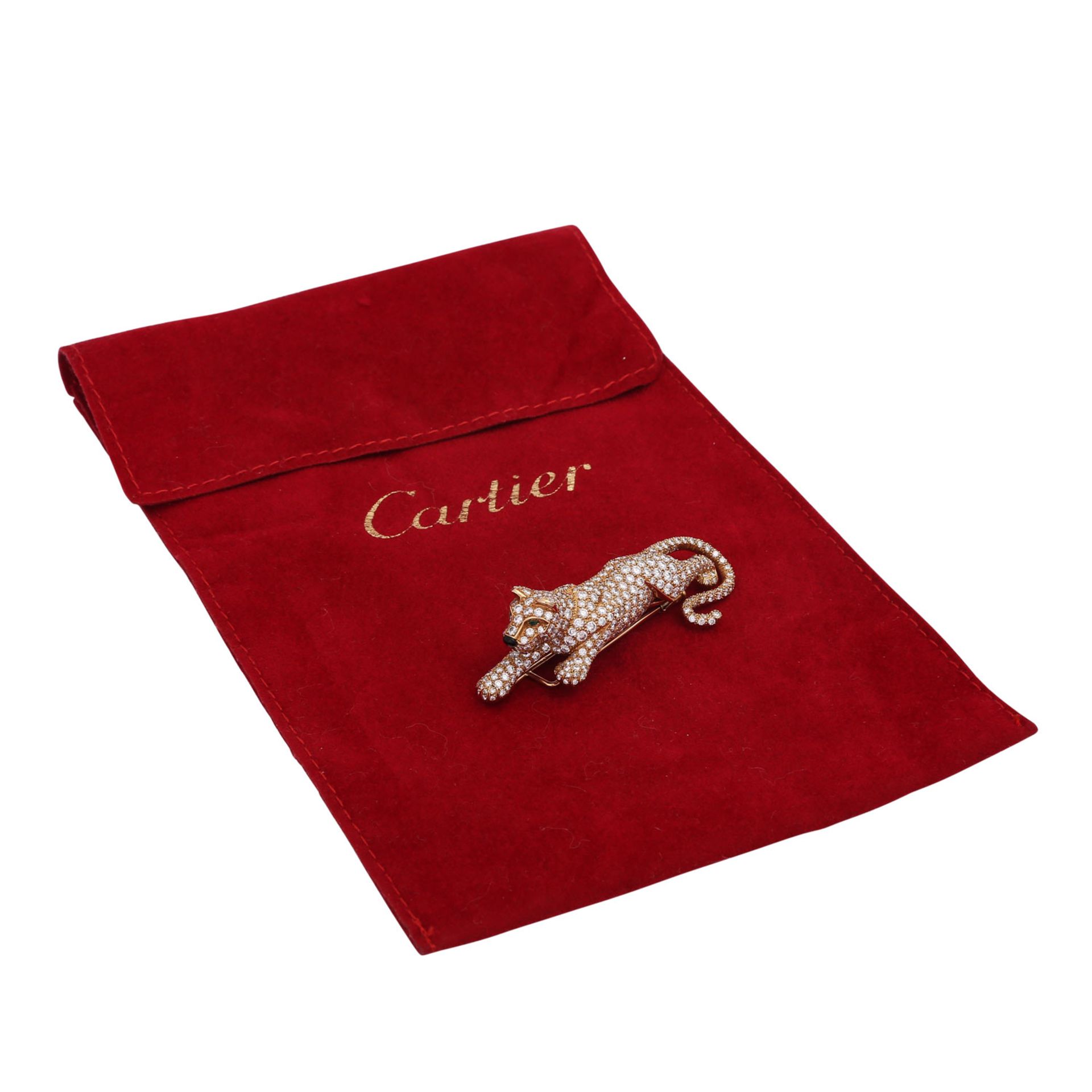 CARTIER Brosche "Panthère de Cartier"ausgefasst mit ca. 290 Brillanten zus. ca. 9 ct HFW-FW (E-F)/ - Bild 6 aus 6