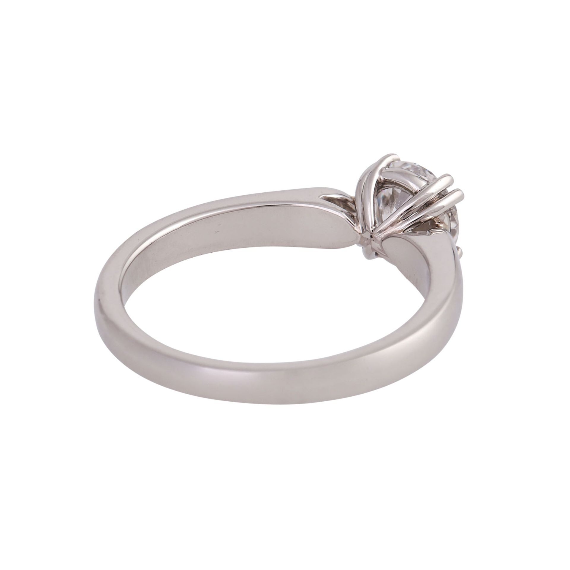 Brillant Solitär Ring 1,01 ct,HFW (E)/SI2, KP: 11.000 € (2014), Platin, RW: 53,5, 21. Jh., - Bild 3 aus 5