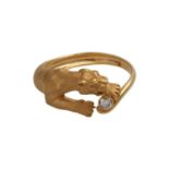 CARRERA Y CARRERA Ring "Panther" mit Brillant, ca. 0,08 ct,WEISS (H)/VS, KP: ca. 900 € (1991),