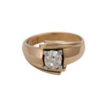 Ring mit Altschliffidiamant ca. 0,6 ctLGW-GW (J-K)/SI, leicht oval, Kalette sichtbar, RSG 14K,