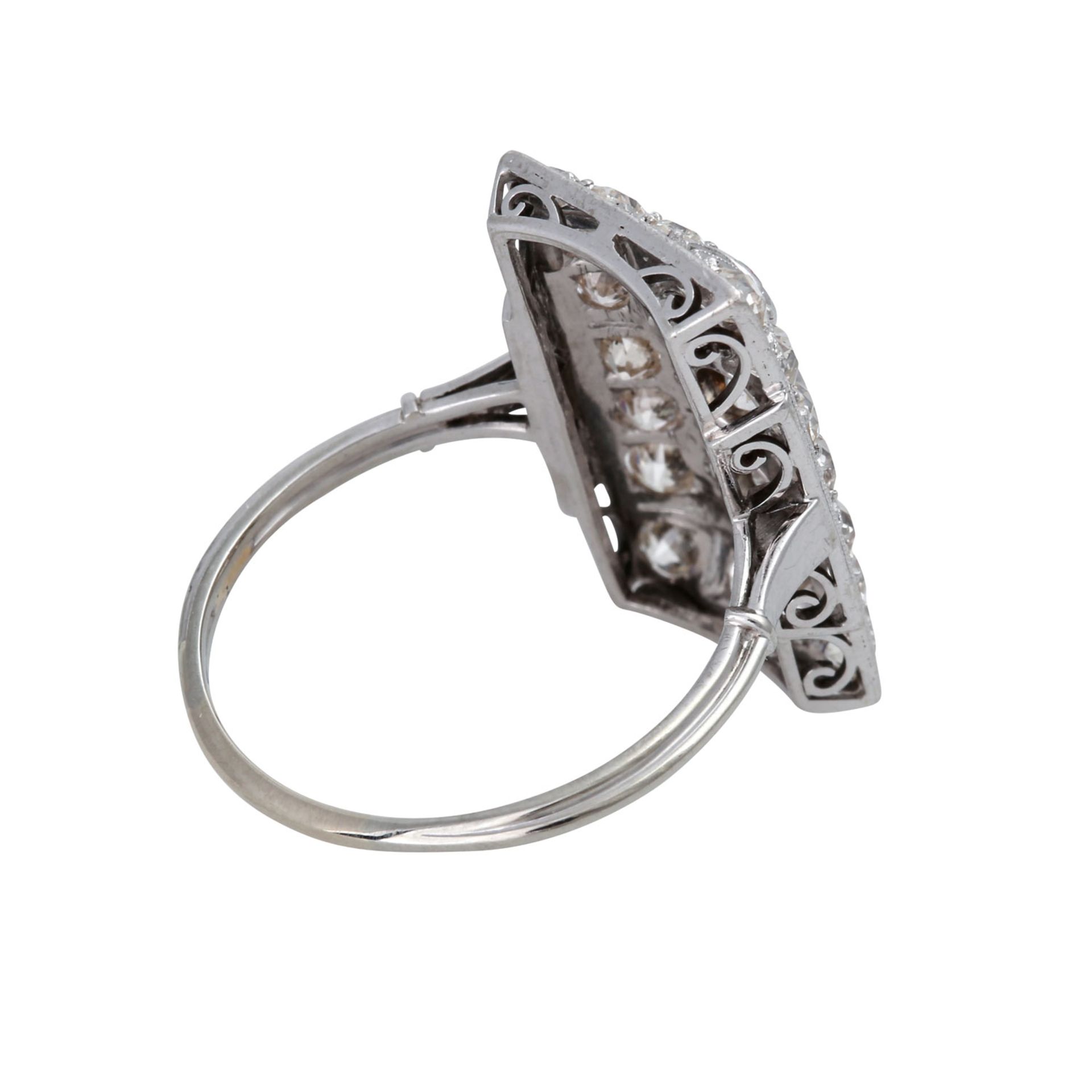 Art Déco Ring mit Altschliffdiamanten, zus. ca. 1,8 ct, GW-GET (L-O)/SI-P2,(1 St. best.), Ringkopf - Image 3 of 5