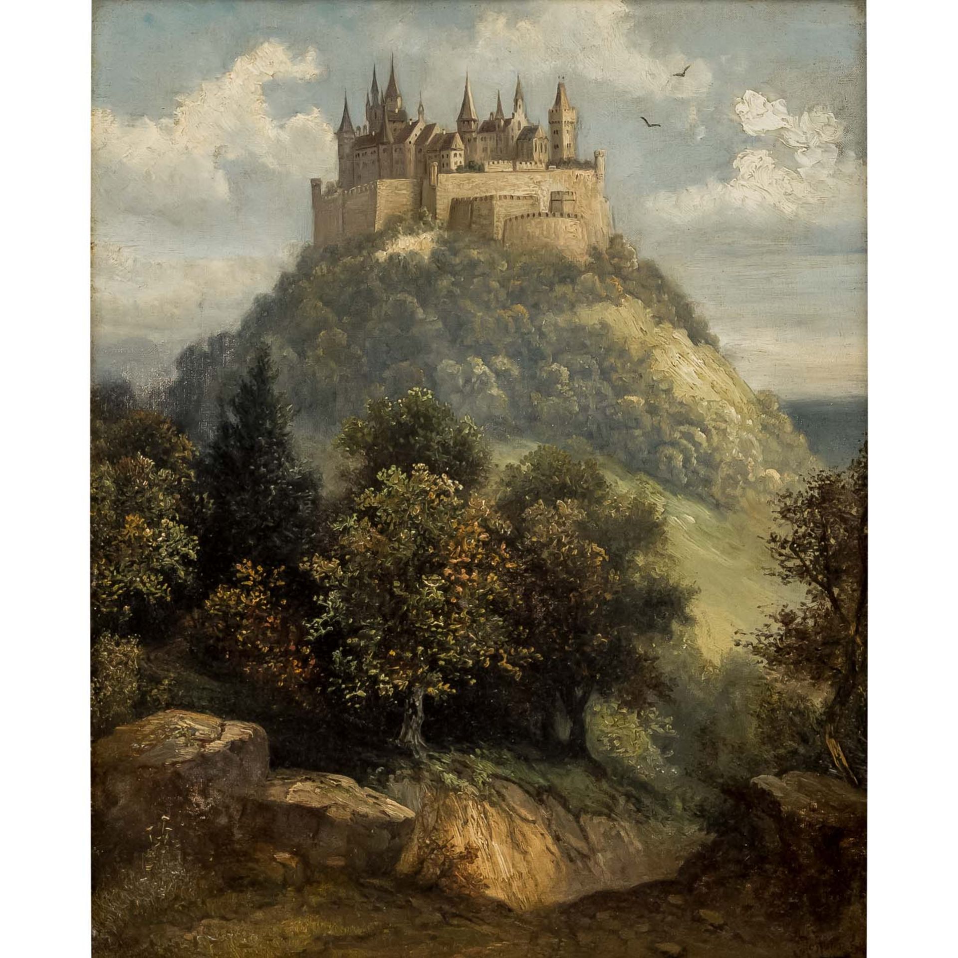 HOFFMANN-SALON, GEORG (württ. Maler 19./20. Jh.), "Burg Hohenzollern",Blick auf den Berg