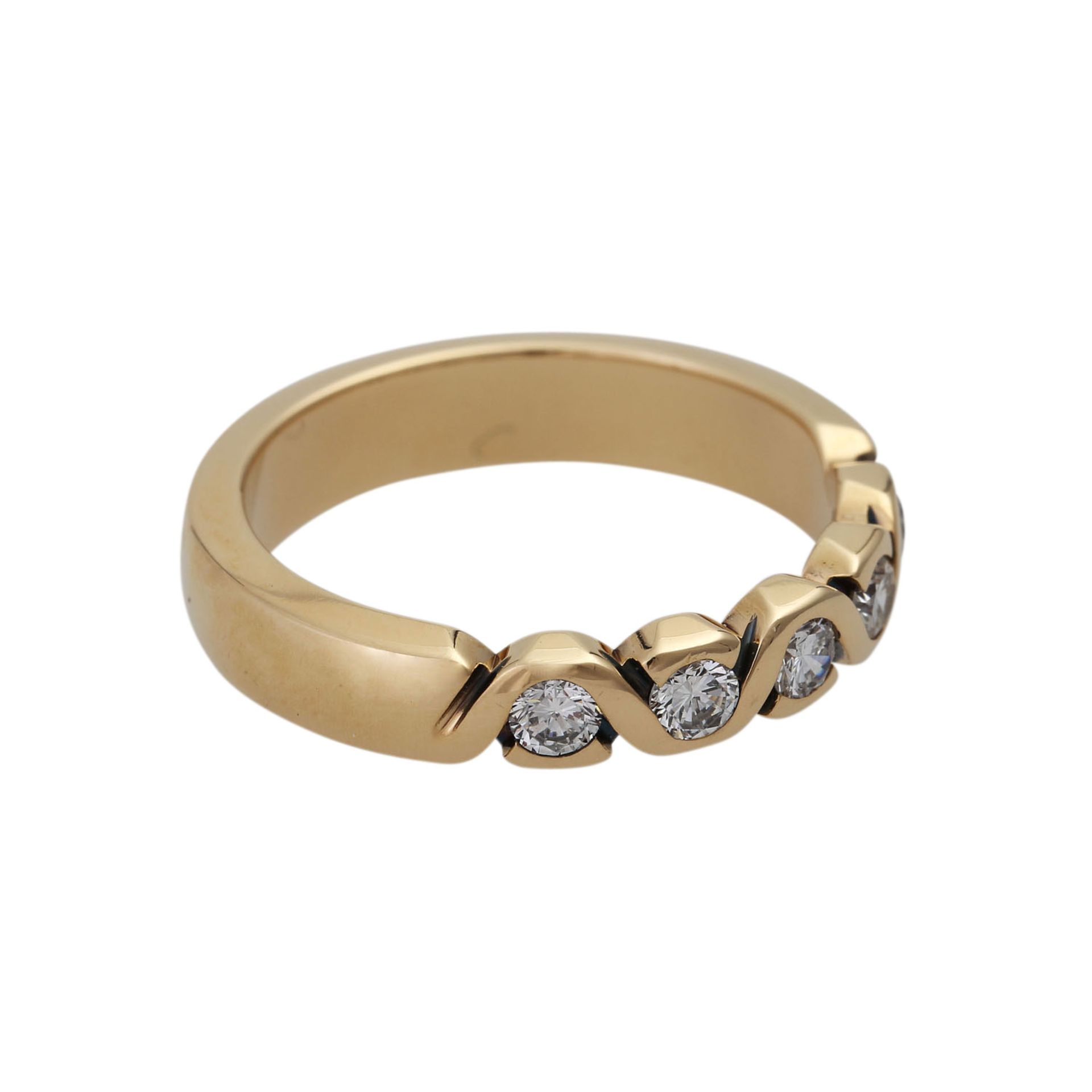 Ring mit 5 Brillanten zus. ca. 0,35 ct(grav.) WEIß (H)/SI, GG 14K. RW: ca. 53. 20./21. Jh. Guter - Bild 2 aus 4