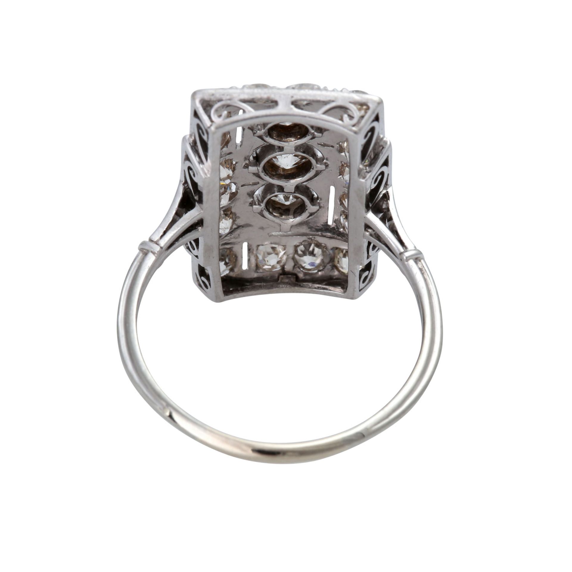 Art Déco Ring mit Altschliffdiamanten, zus. ca. 1,8 ct, GW-GET (L-O)/SI-P2,(1 St. best.), Ringkopf - Image 4 of 5