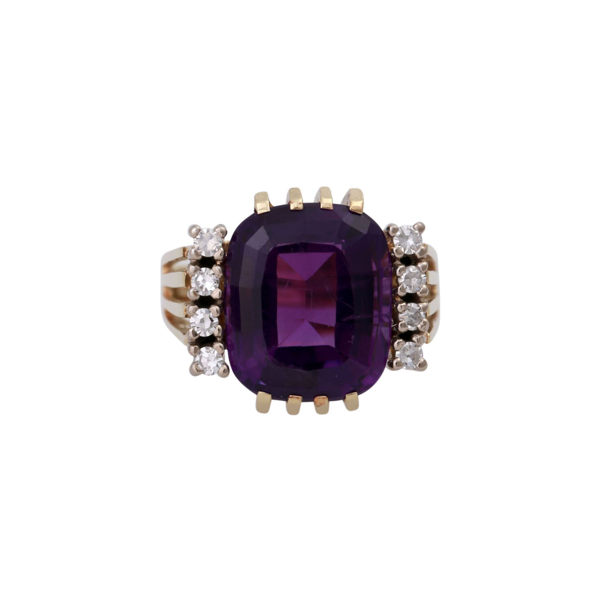 Konvolut aus 2 Ringen mit Diamantbesatz, zus. ca. 0,2 ct,mittl. - mindere Qualität, 2 Turmaline ( - Bild 2 aus 3