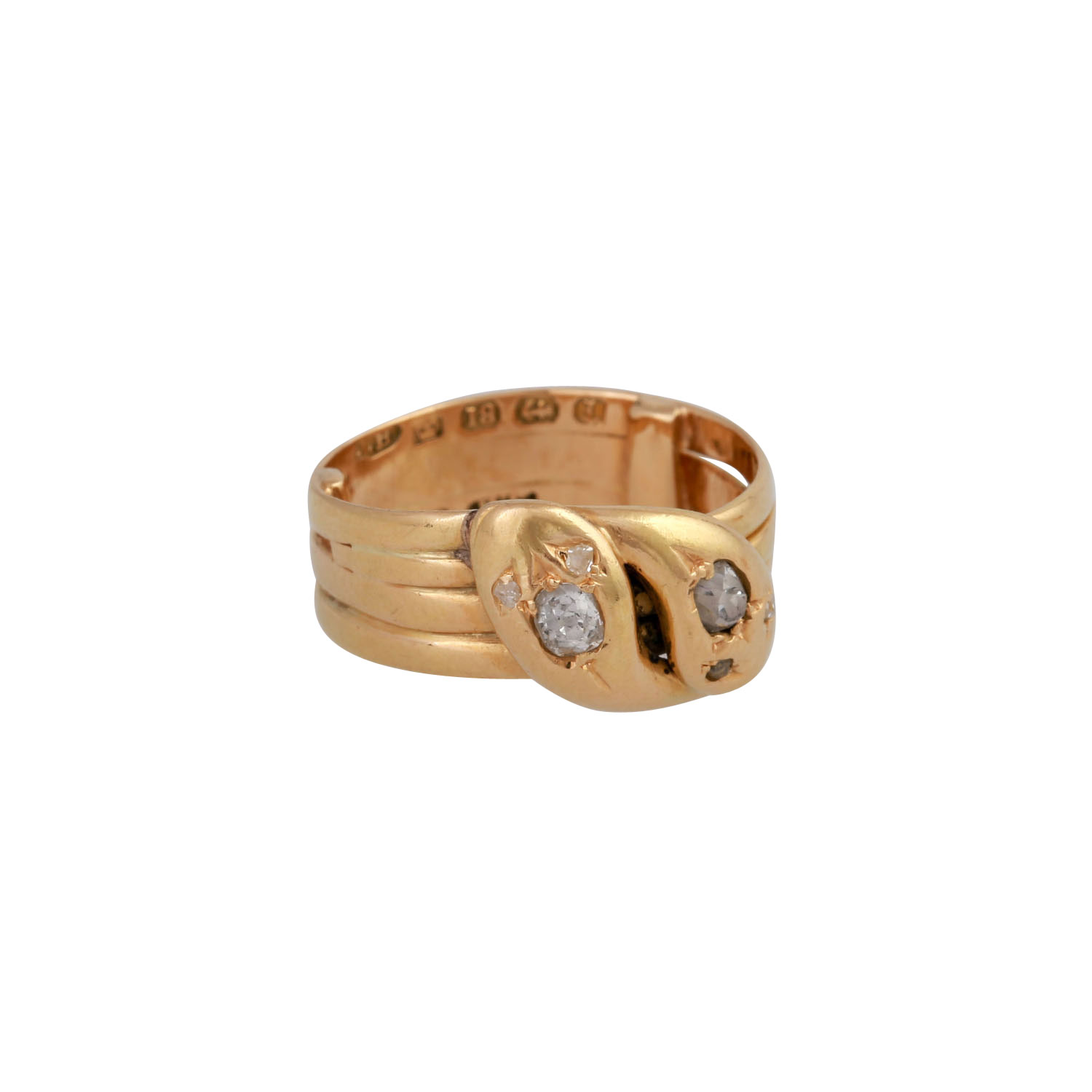 Konvolut 2 Ringe mit Diamanten und Saphiren,Schlangenform, GG 18K, RW: 53+54 (Ringverkleinerung - Image 3 of 4