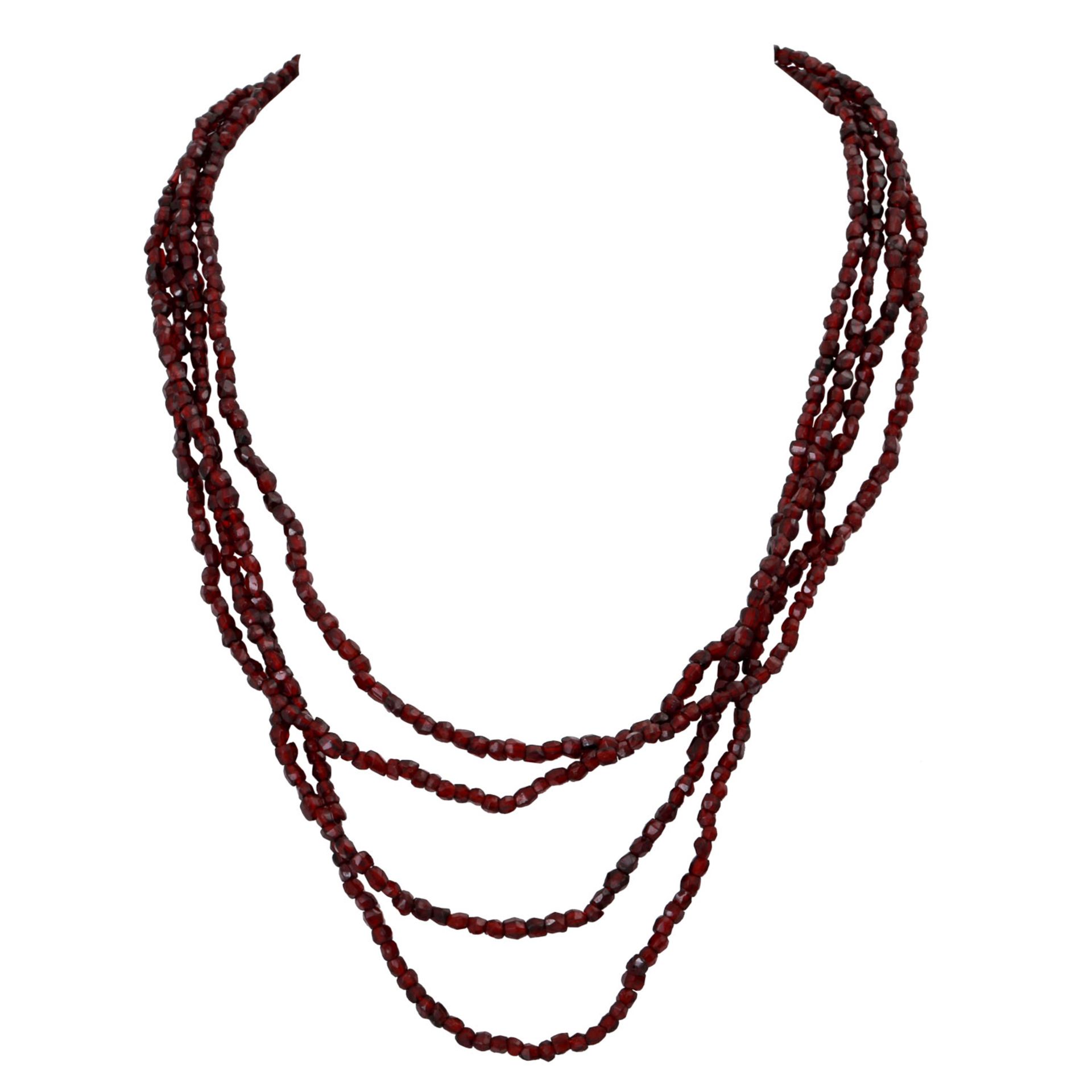 3-teiliges Konvolut Granatschmuckaus 1 mehrreihigen Collier, L: ca. 42 cm, 1 Sternbrosche ca. 3 - Bild 2 aus 4