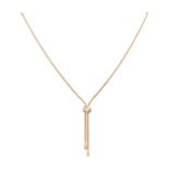 Y-Collier mit Solitär-Schiebeelement, Brillant, ca. 0,25 ct,WEISS (H)/SI, GG/WG 18K, L: variabel,