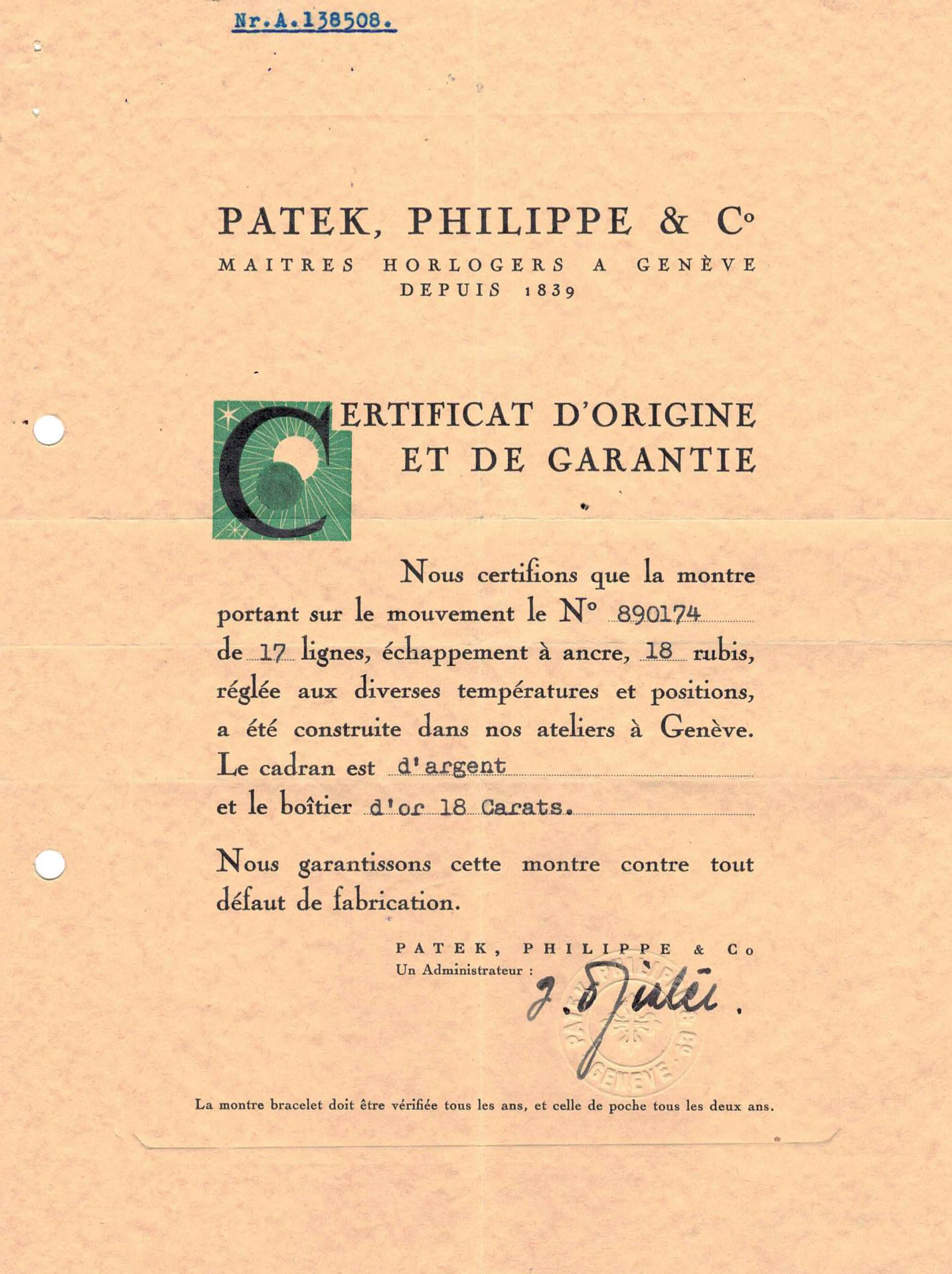 PATEK PHILIPPE / GÜBELIN Taschenuhr, ca. 1930/40er Jahre.Lepine-Gehäuse in Gold 18K. Schwarzes - Bild 4 aus 10
