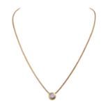 Solitärcollier mit Brillant, ca. 0,55 ct,LGW (I-J)/VS-VVS, GG/WG 18K, L. ca. 42 cm, 20./21. Jh.,