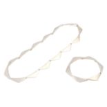 HANS HANSEN Schmuckset Collier mit Armband,Silber 925/000, L. ca. 42 cm/17,5 cm, Ende 20. Jh.,