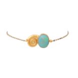 Zartes Armband mit Opal,D: ca. 8,8x5,7 mm, Muschelmotiv, WG/GG 18K/21,6K, L: ca. 20 cm, 20./21. Jh.,