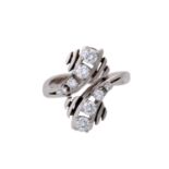 Ring mit Brillanten zus. ca. 0,6 ct,WEISS-LGW (H-I)/VS-SI, WG 14K, RW: 56, 1970er/80er Jahre,