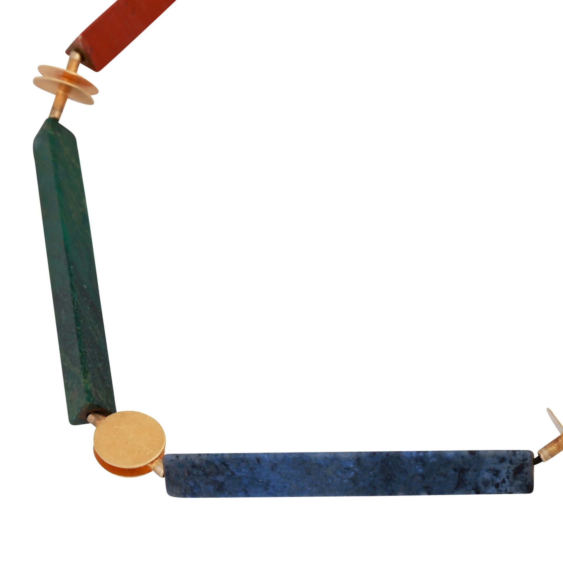 Designercollier aus langen Schmucksteinprismen,ca. 5x0,6 cm, dreikantförmig, blau, grün und - Bild 4 aus 4