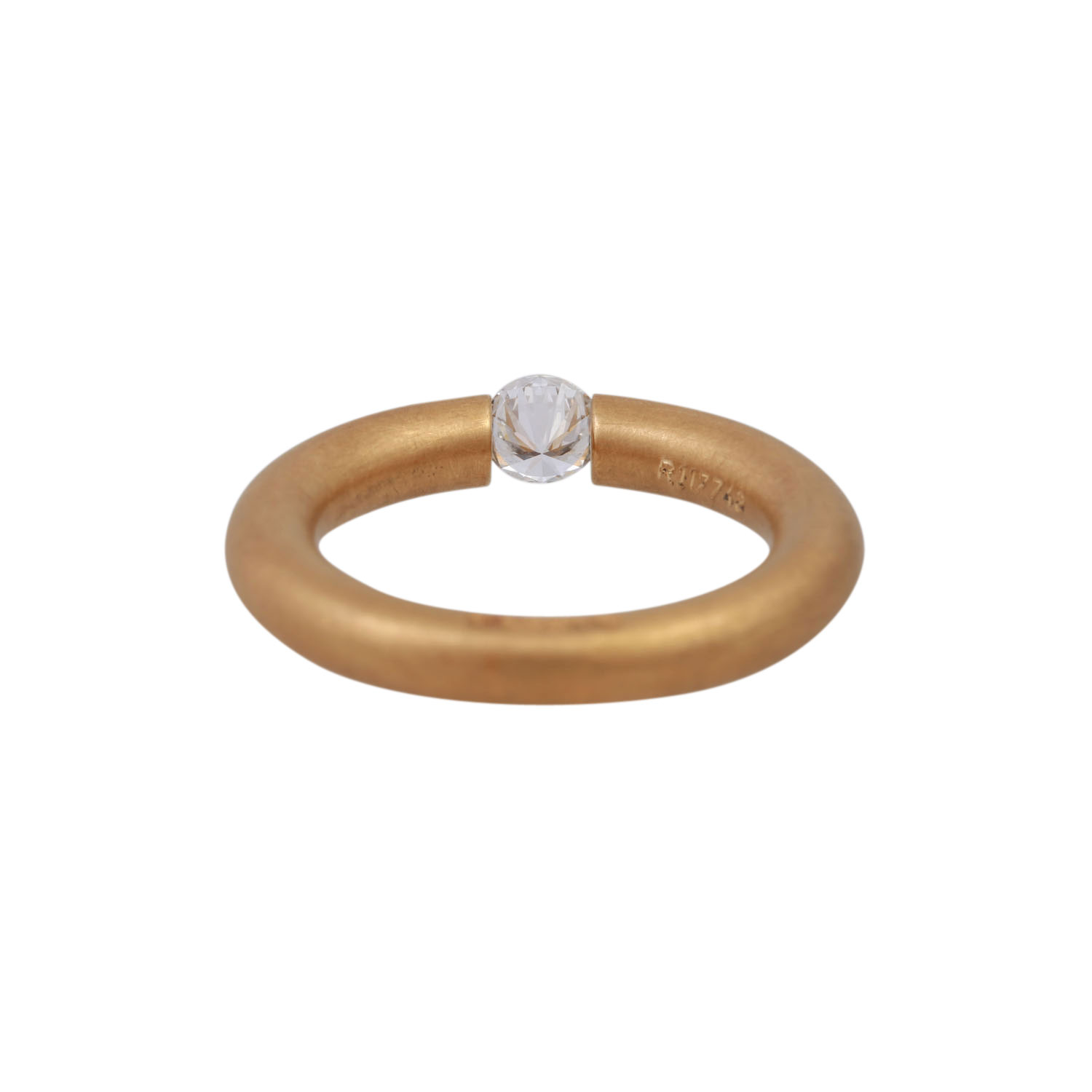 NIESSING Spannring mit Brillant, ca. 0,32 ct,WEISS (H)/VS, KP (1993): ca. 2.500 €, GG 18K, RW 52, - Image 4 of 4