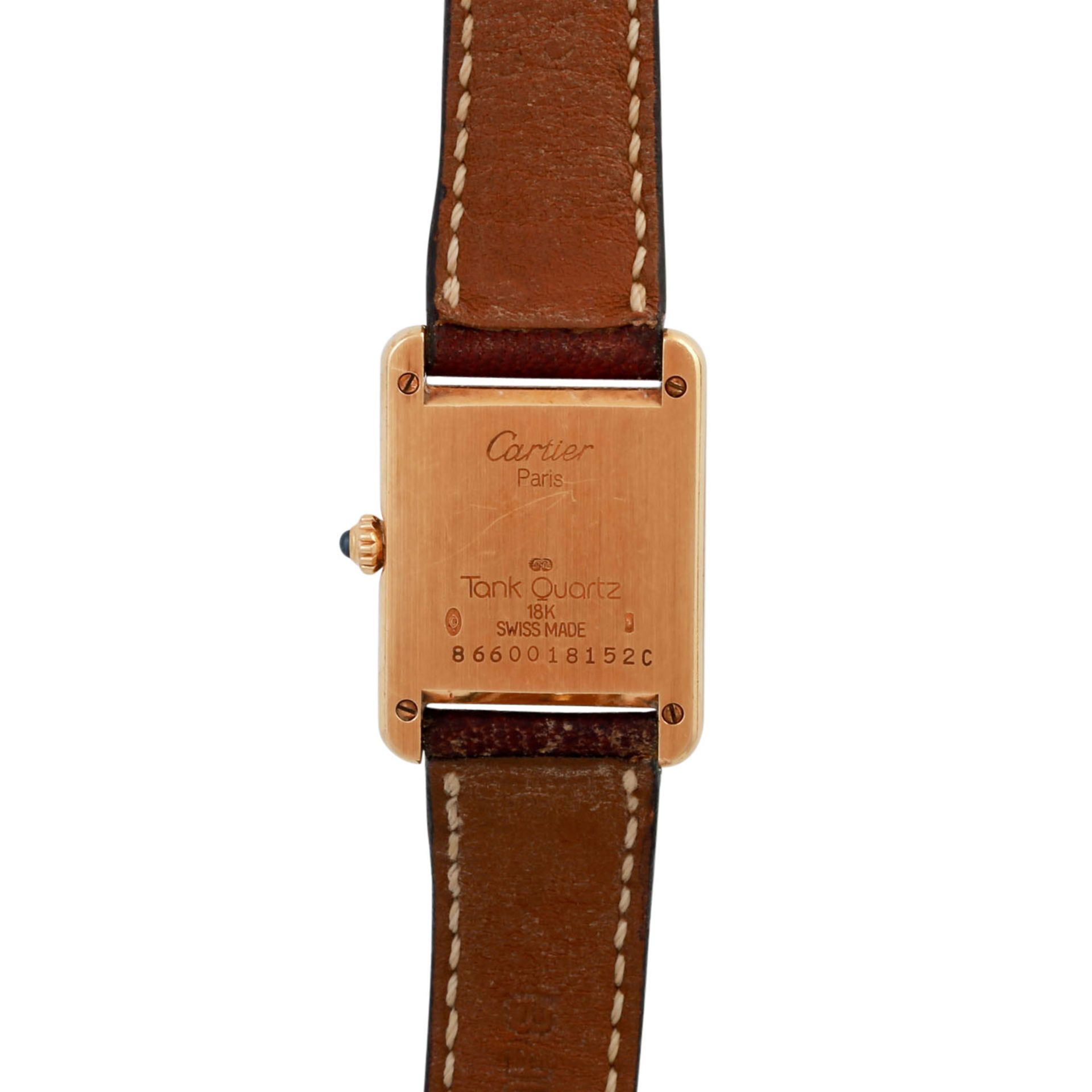 CARTIER Louis Cartier Tank Damenuhr.Gehäuse Gold 18K. Quarz-Werk. Lederband (nicht original) mit - Bild 2 aus 5