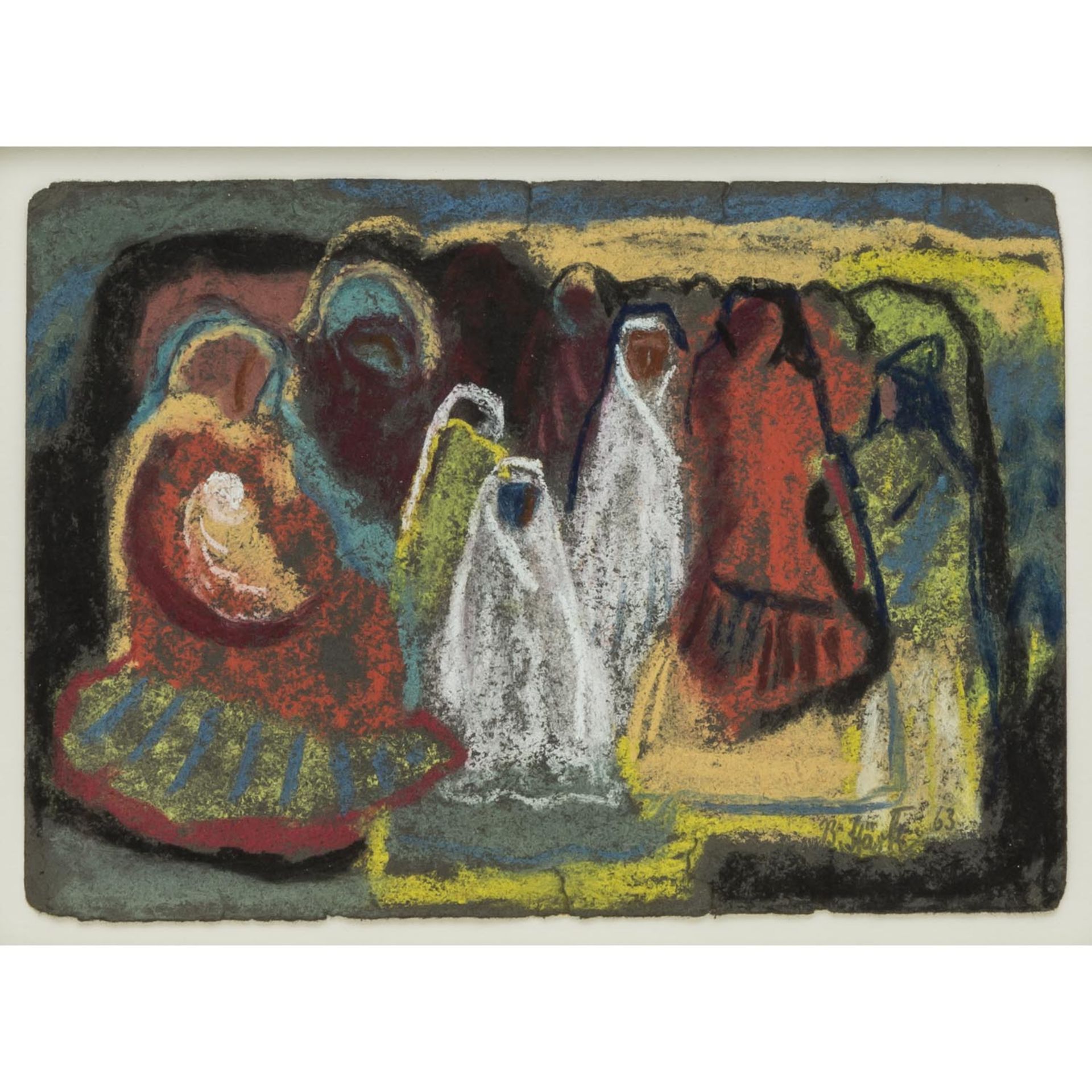 STÄRK, BRUNO (1894-1979), "Tunesische Gruppe",Frauen mit farbigen Umhängen, u.re. signiert und