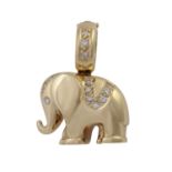 Clip-Anhänger "Elefant" mit Brillantbesatz,GG 14K, ca. 1,8x2,4 cm, 2. H. 20. Jh., guter Erhalt,