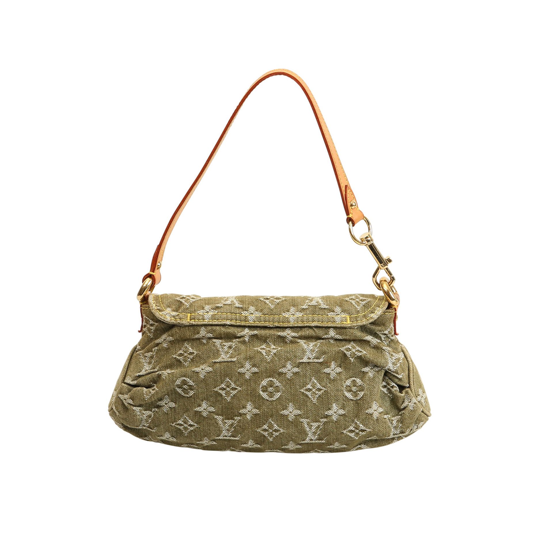 LOUIS VUITTON Schultertasche "MINI PLEATY DENIM LICHEN", Koll. 2006.Kaufpreis: 460,-€. Monogramm - Bild 4 aus 6