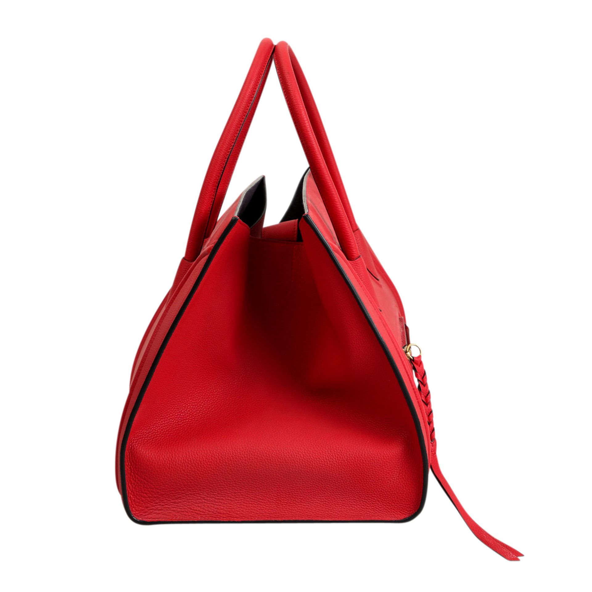 CELINE Shoppertasche "LUGGAGE PHANTOM MEDIUM".NP. ca.: 2.400,-€. Leder in Rot, stabile Form, Trapez- - Bild 3 aus 6